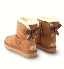 Authentic New UGG brand Women's Mini Bailey Bow II Chestnut Soft Ankle Boots