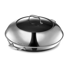 HEXCLAD HYBRID FRY PAN WITH LID, 14", STAY-COOL HANDLE, SILVER (New other (see details))