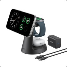Anker MagSafe Charger Compatible, MagGo 3-in-1 Charging Station (Certified Refurbished)