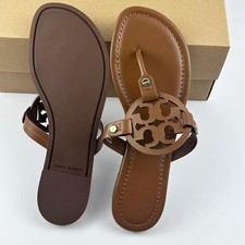 New Tory Burch Miller Leather Sandals Women's Flat Sandals Thin Bottom All Color