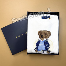 POLO RALPH LAUREN Polo Bear White Varsity Knit Sweater Unisex Men Women Size XL
