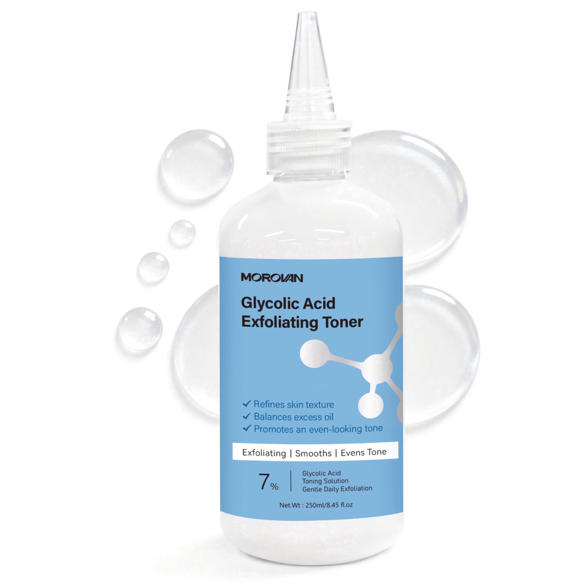Glycolic Acid Toner Solution Exfoliating Face Toner for Dark Spots Uneven Skin 8.45 fl oz