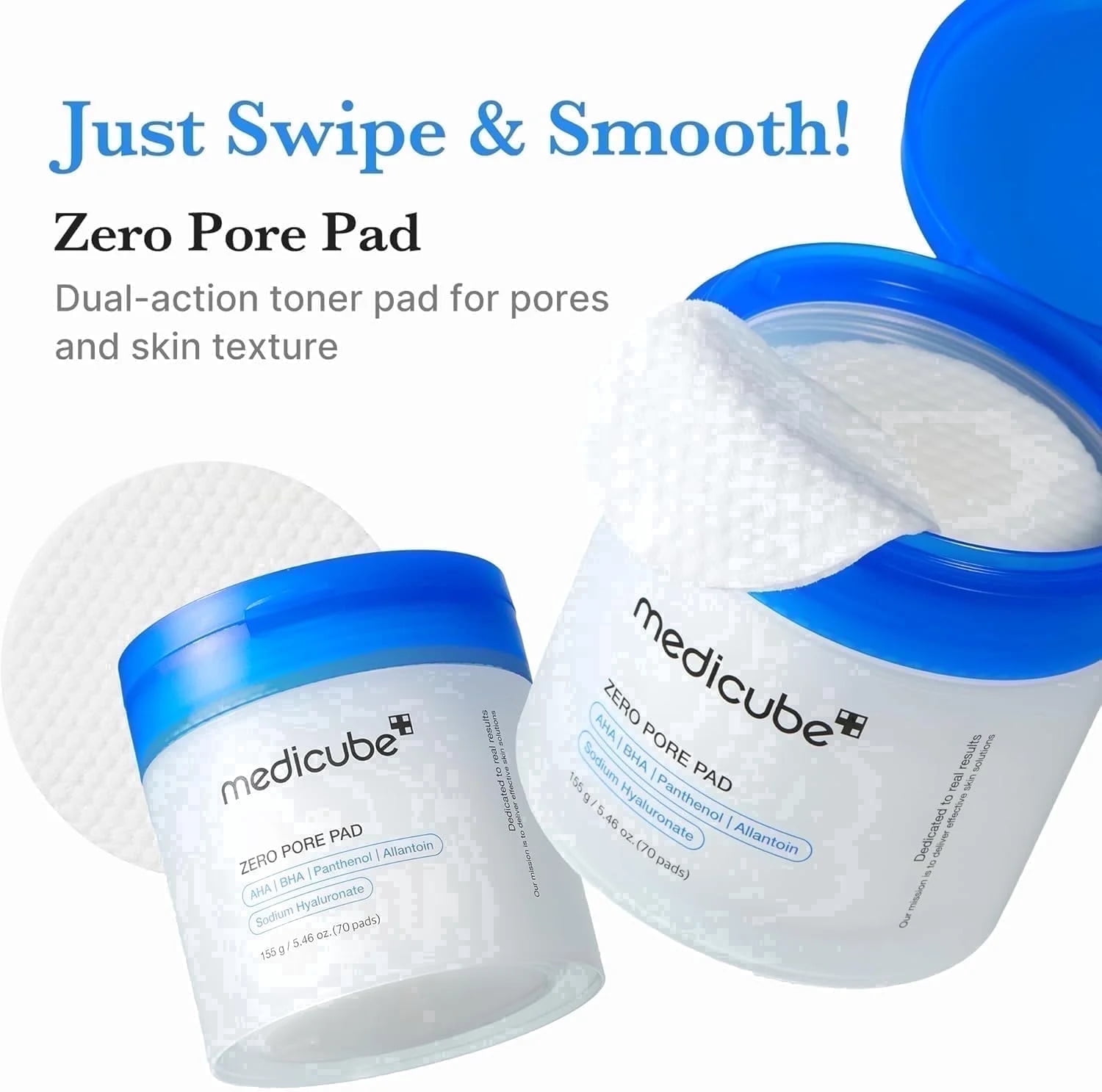 Medicube Exfoliating Pads 2.0 Zero Pore Dual-Texture Facial Toner with Lactic Acid Salicylic Acid for Pore Minimizing Korean Skin Care 70 Units All Skin Makeup Organizers