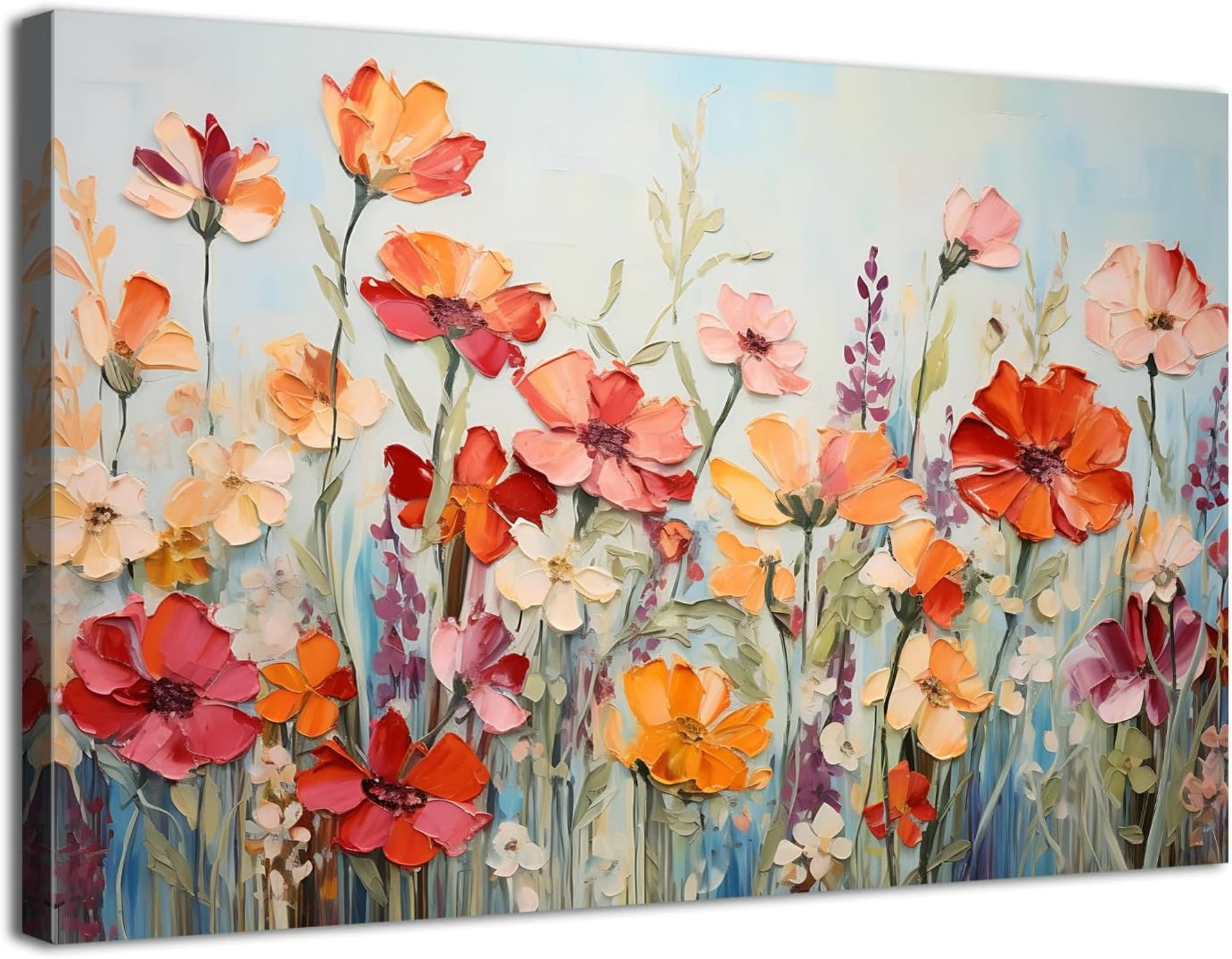 Wildflower Wall Art Colorful Floral Pictures Framed Printed Art for Bathroom Nature Botanical Canvas Prints Poster Modern Abstract Flowers Painting Artwork Living Room Bedroom Home Decorations