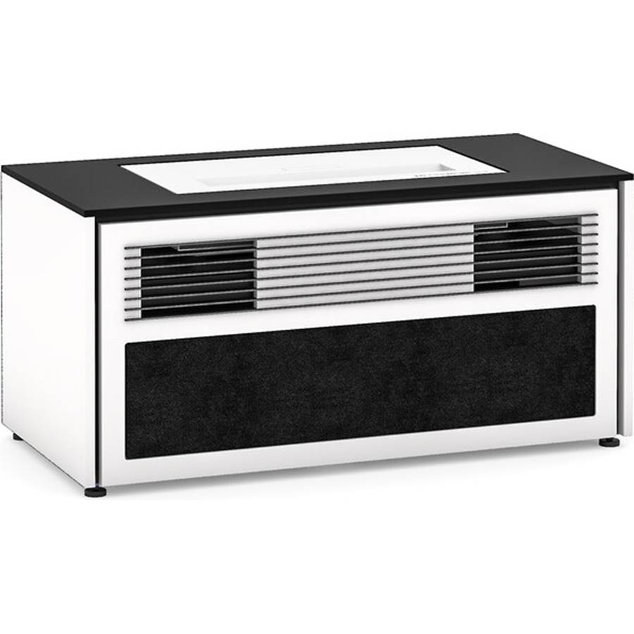 Salamander Designs Siena 229S Custom cabinet for LG HU85LA 4K Ultra Short Throw laser projector, with speaker compartment - Gloss White, Black Top