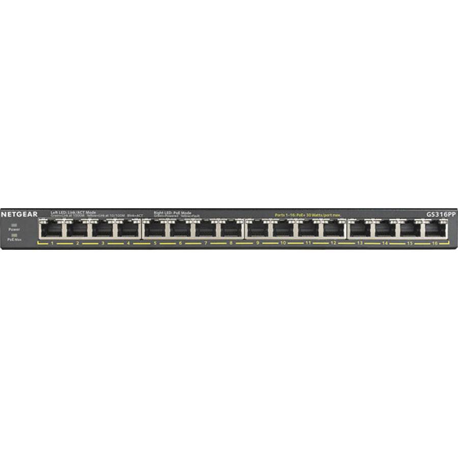 NETGEAR GS316PP 16-port smart Gigabit Ethernet switch with PoE+ support