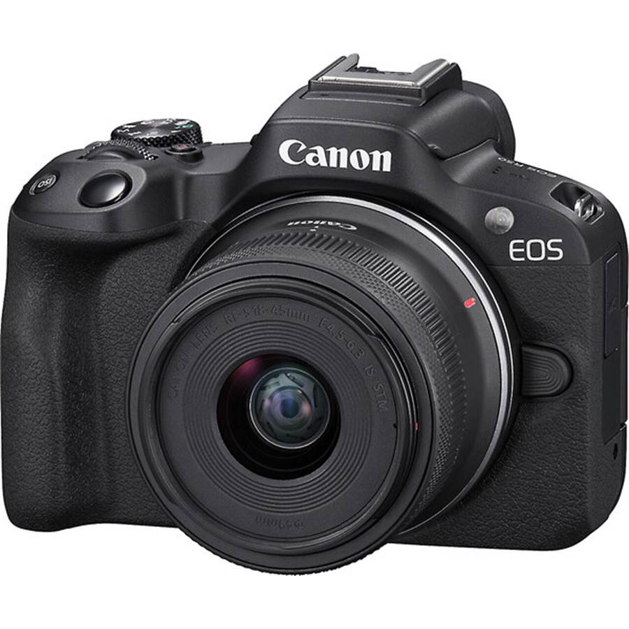 Canon EOS R50 Standard Zoom Kit 24.2-megapixel APS-C mirrorless camera with RF-S 18-45mm f/4.5-6.3 IS STM lens, Wi-Fi, and Bluetooth