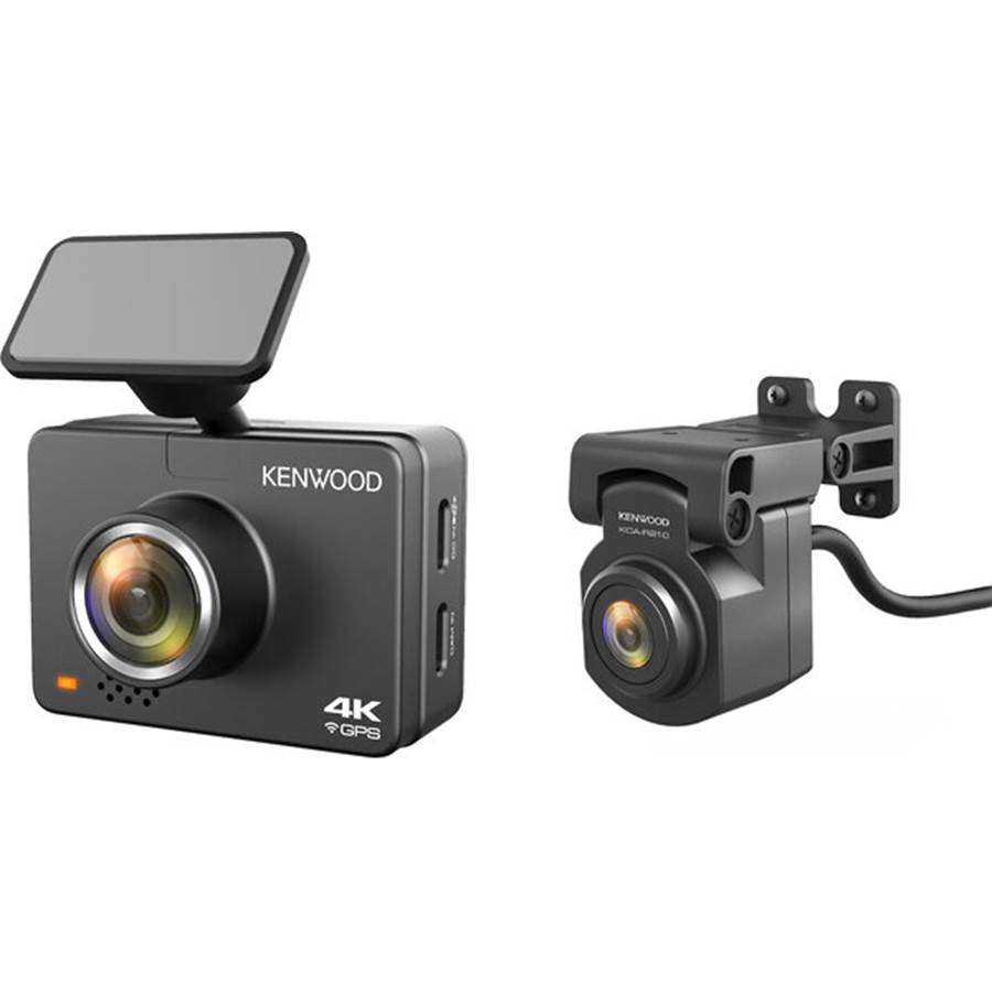 Kenwood DRV-A610WDP Dual camera system - compact 4K HD dash camera (with 2" display, Wi-Fi, and GPS) and included rear-view cam