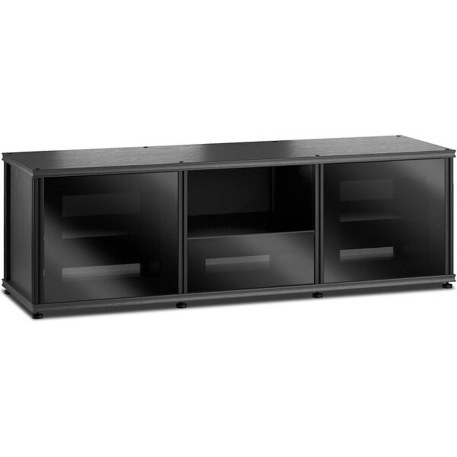 Salamander Designs Synergy Triple 233 Audio/video cabinet with tempered glass doors, for TVs up 50" - Black Oak with Black Posts