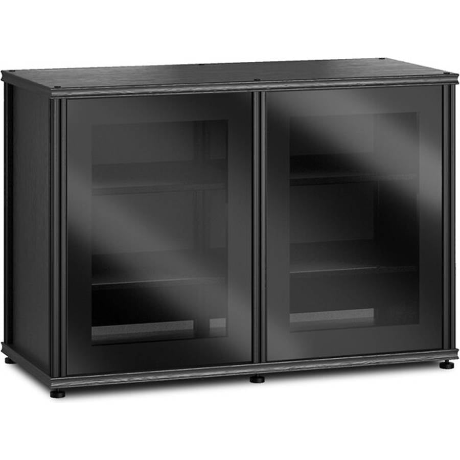 Salamander Designs Synergy System Twin 323 A/V cabinet with tempered glass doors, for TVs up to 50" - Black oak with Black Posts