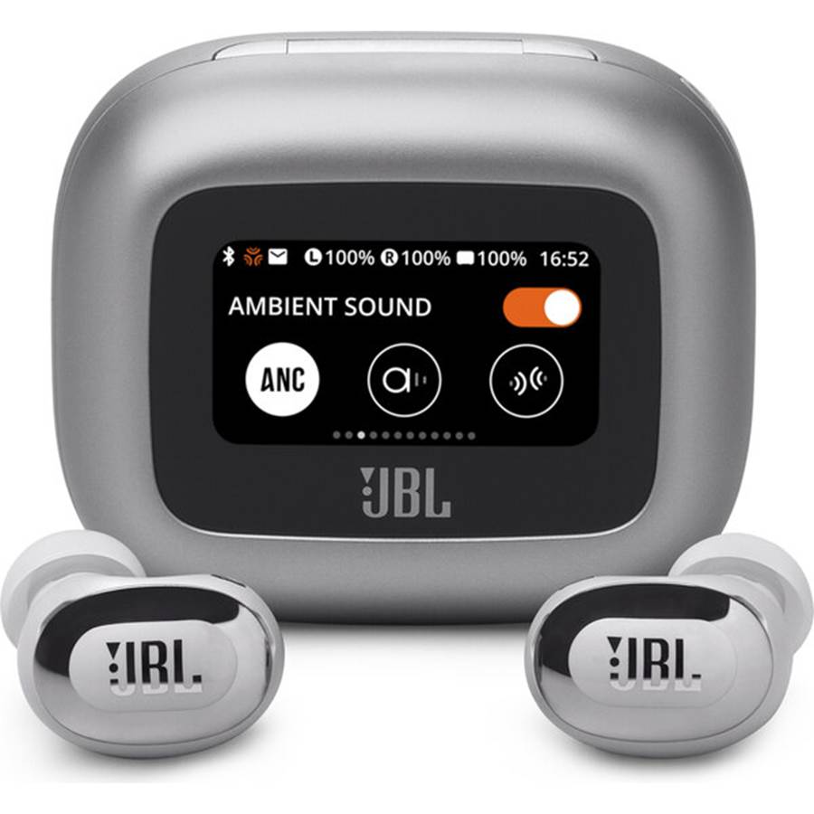 JBL Live Buds 3 True wireless noise-canceling earbuds with touchscreen case - Silver