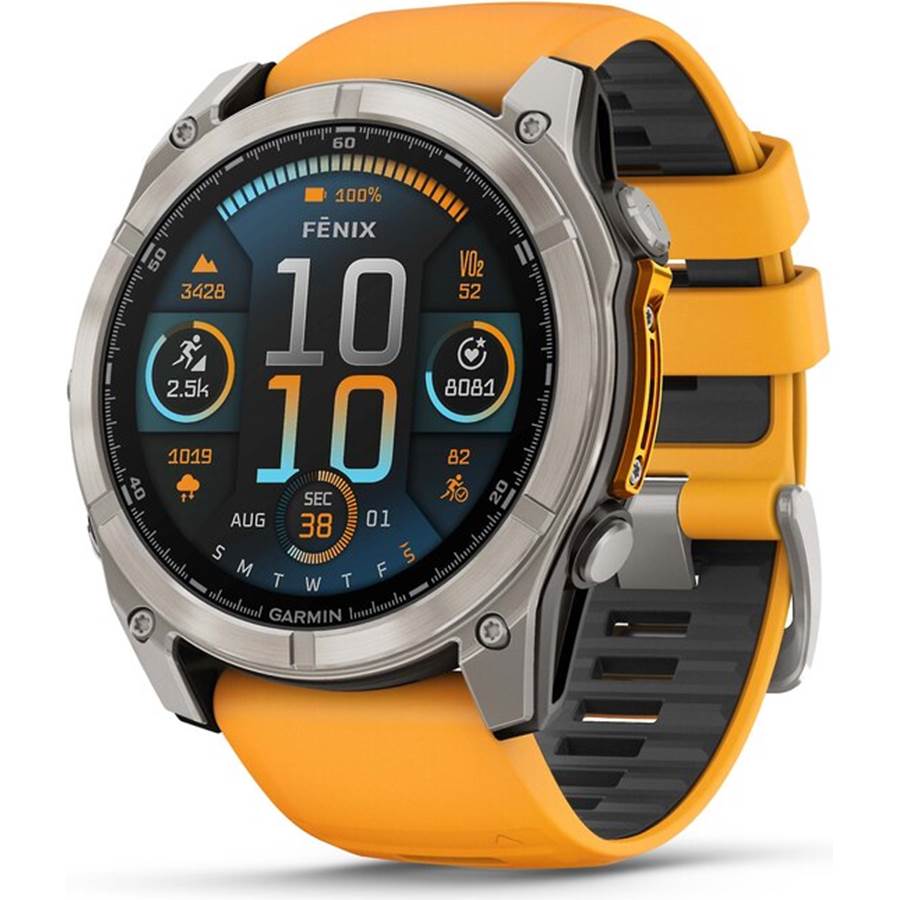Garmin fenix 8 Sapphire Multisport GPS smartwatch - 51 mm AMOLED - Titanium with Spark Orange band