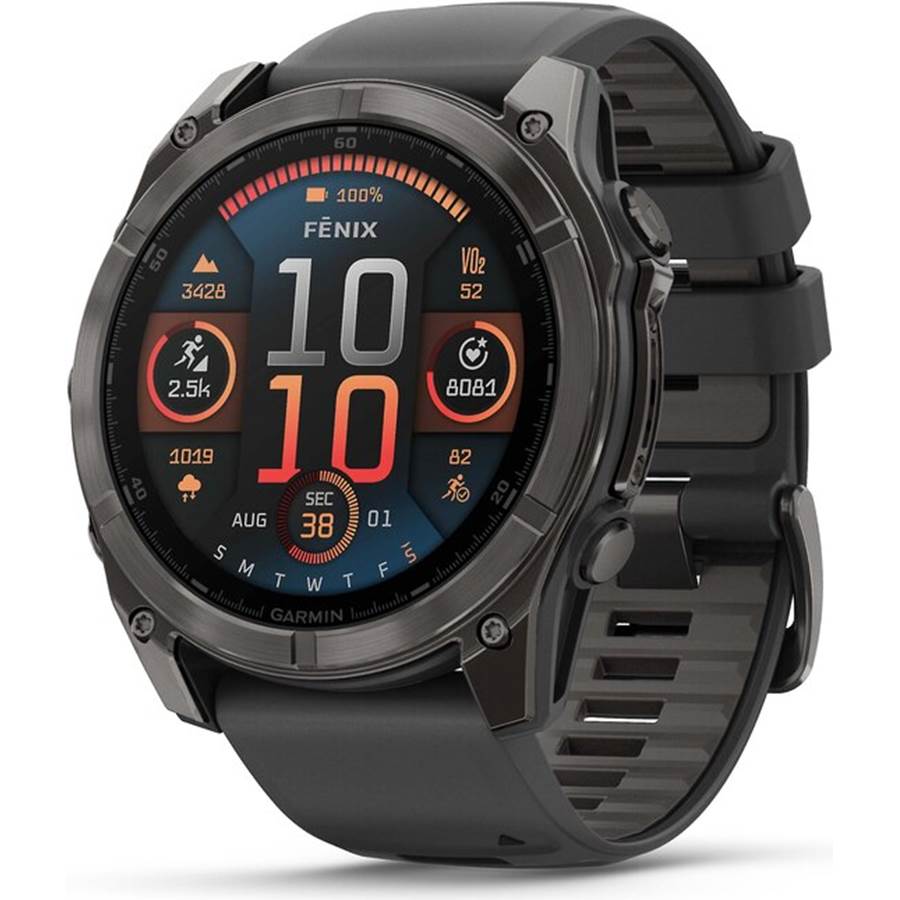 Garmin fenix 8 Sapphire Multisport GPS smartwatch - 51 mm AMOLED - Carbon Gray Titanium with Black Band