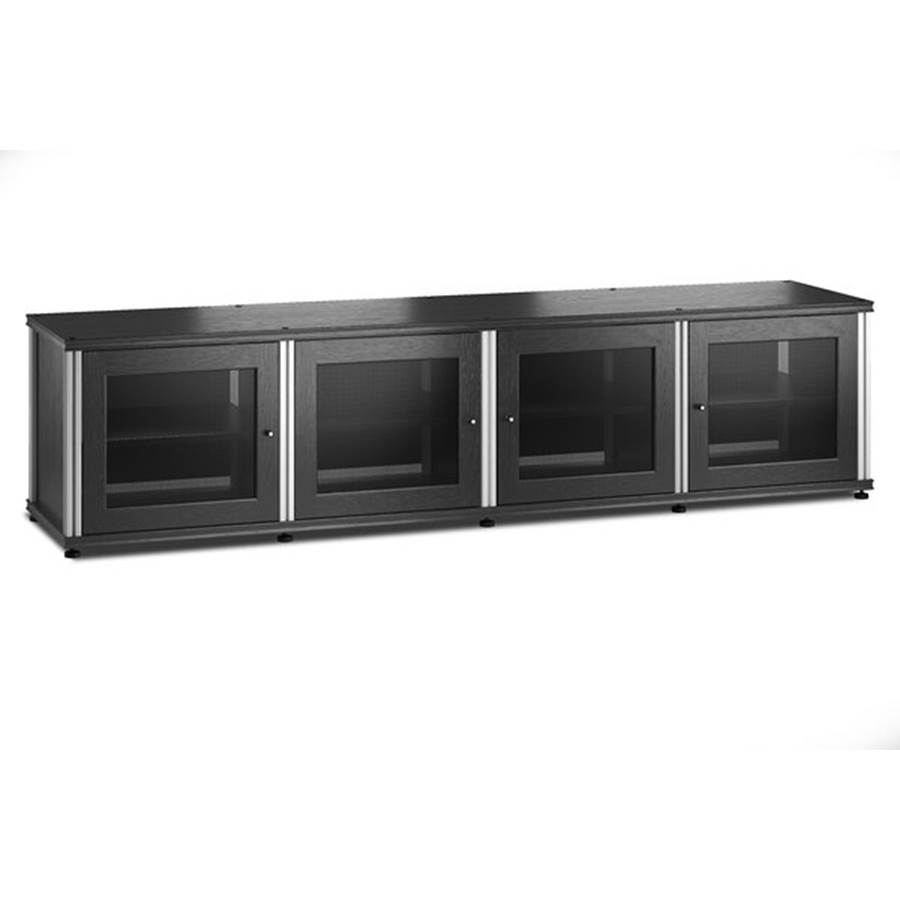 Salamander Designs Synergy System Model 247 Audio/video cabinet for TVs up to 90" - Black Oak with Aluminum Posts