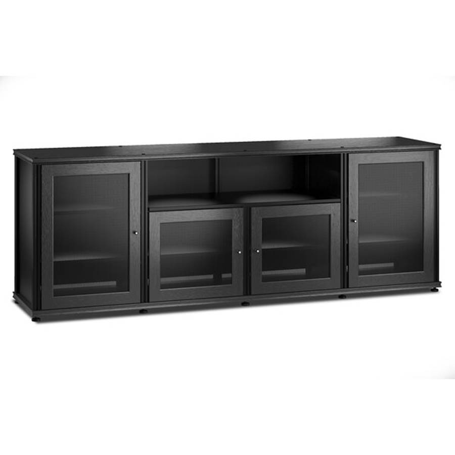 Salamander Designs Synergy System Model 345 Quad-width audio/video cabinet for TVs up to 90" - Black Oak with Black Posts