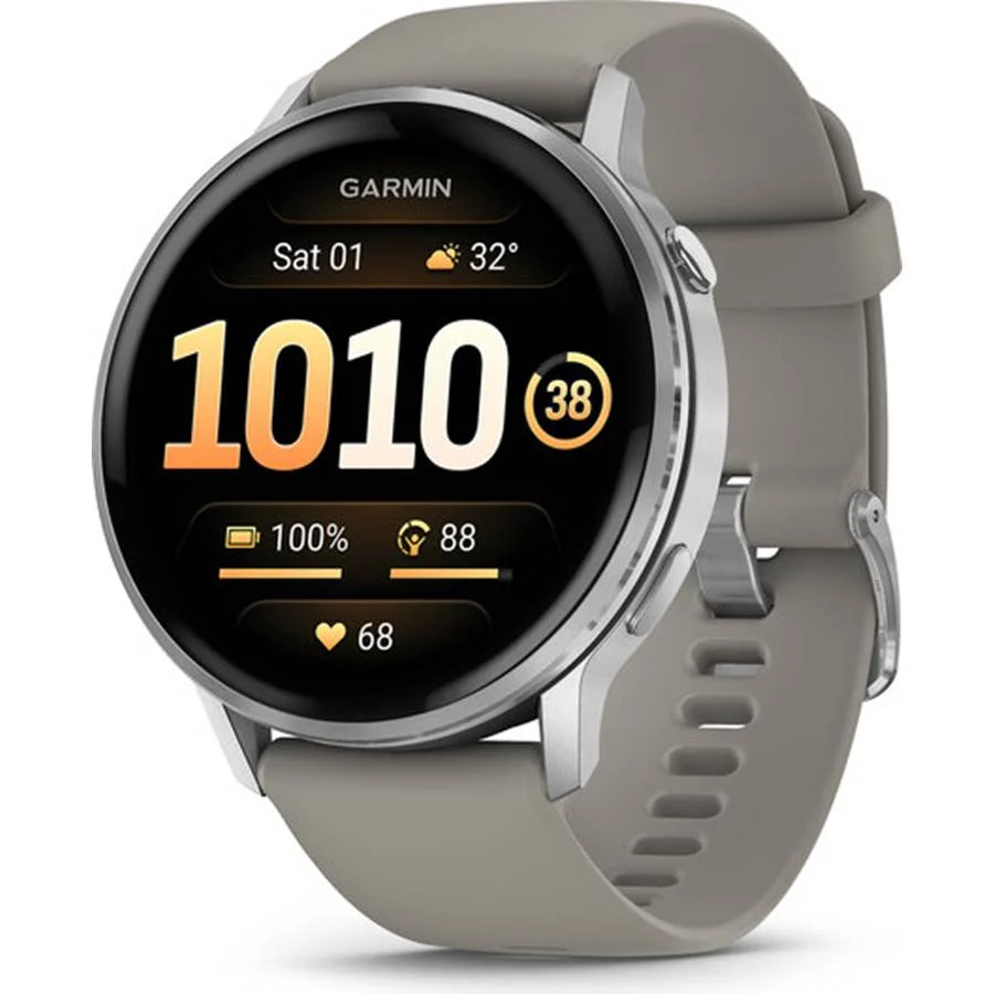 Garmin Venu 4 GPS smartwatch - 45 mm - Silver with silver gray silicone band