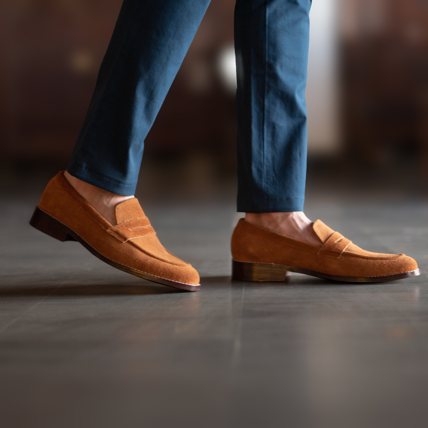 Baxton Brown Suede Leather Loafers