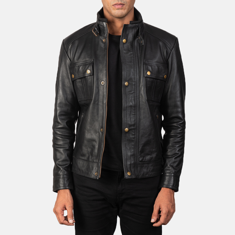 Darren Black Leather Biker Jacket