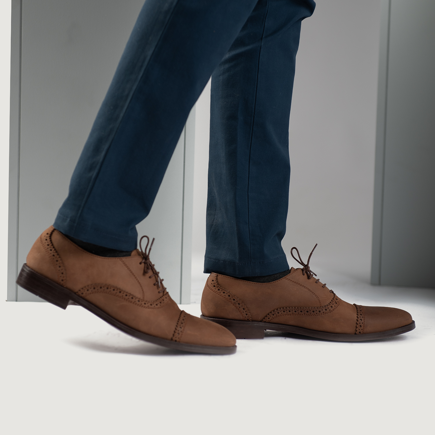 Greyson Brogues Oxford Oil Pull-up Brown Leather Shoes