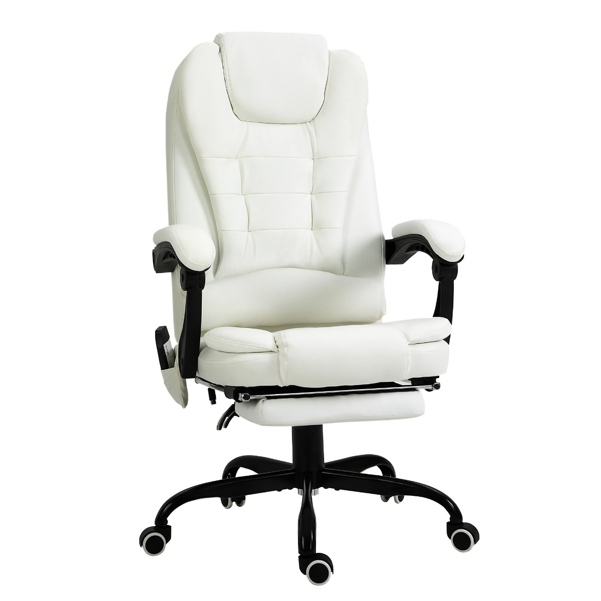 Vinsetto 7-Point Vibrating Massage Office Chair High Back Executive Recliner with Lumbar Support, Footrest, Reclining Back, Adjustable Height, White