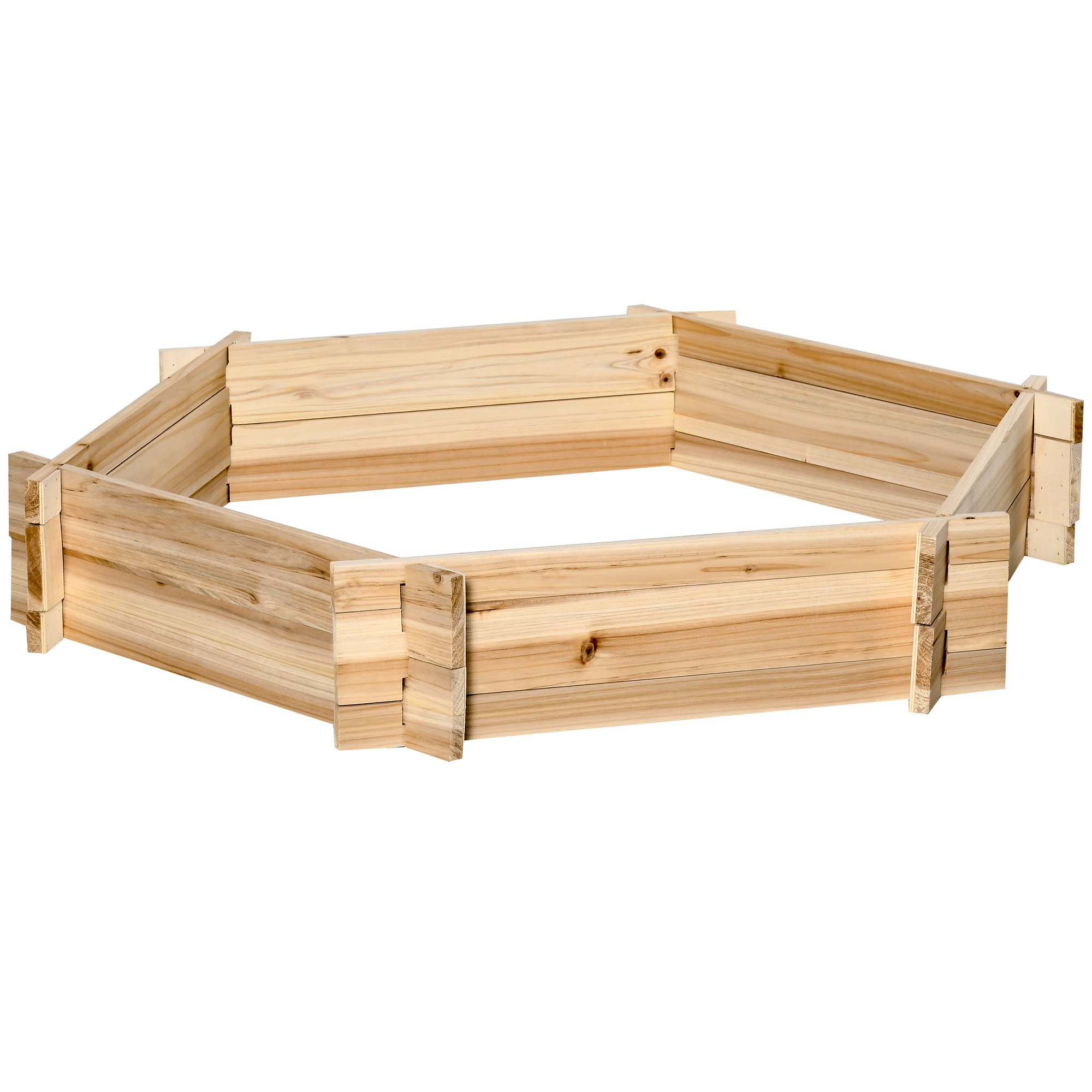 Outsunny 39'' x 36'' Screwless Raised Garden Bed, Hexagon Planter Box DIY Herb Garden
