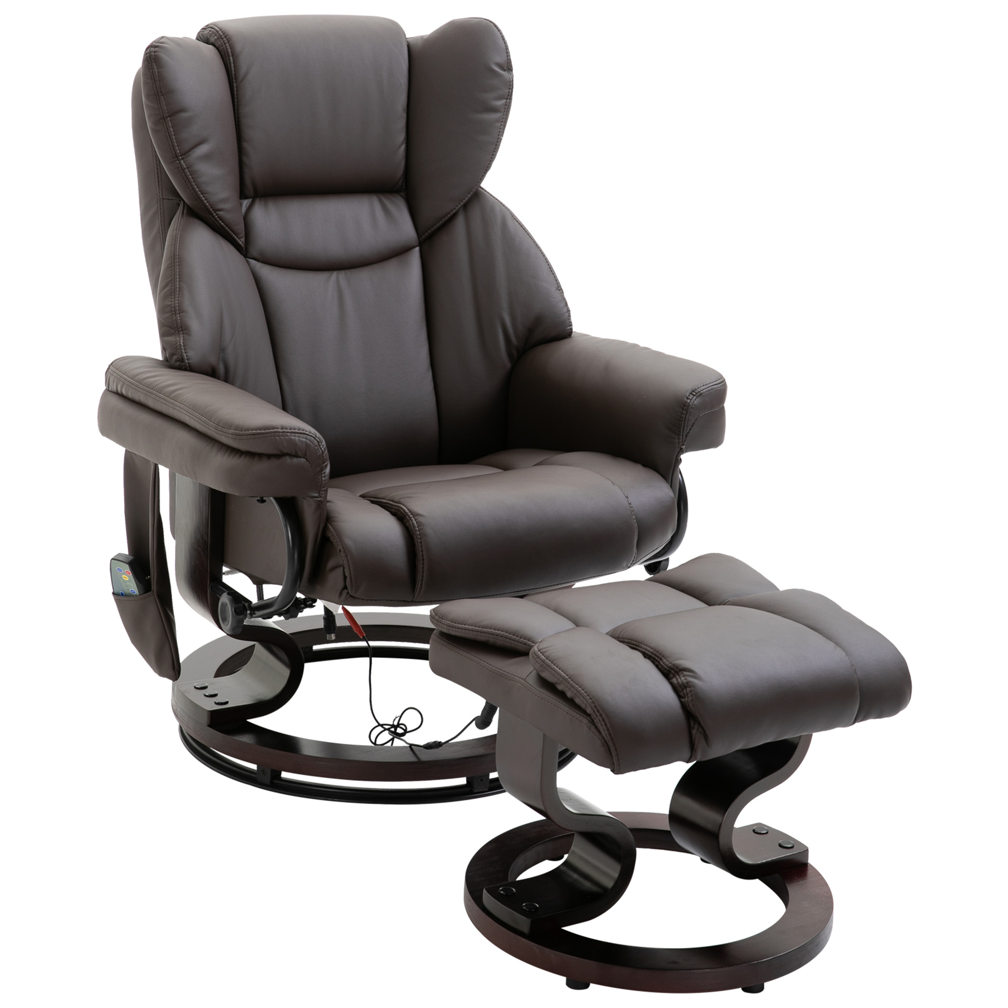 HOMCOM Massage Sofa Recliner Chair w/ Footrest, 10 Vibration Point, Faux PU Leather, Brown