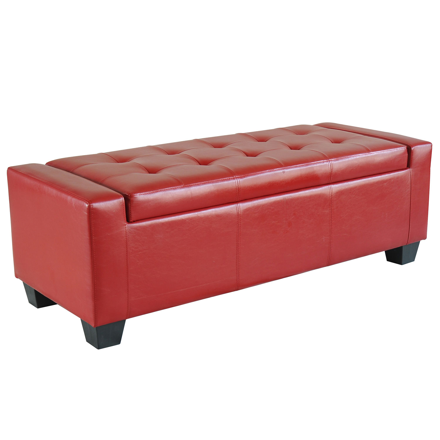 HOMCOM 50.5" Faux Leather Rectangular Tufted Storage Ottoman, Bright Red