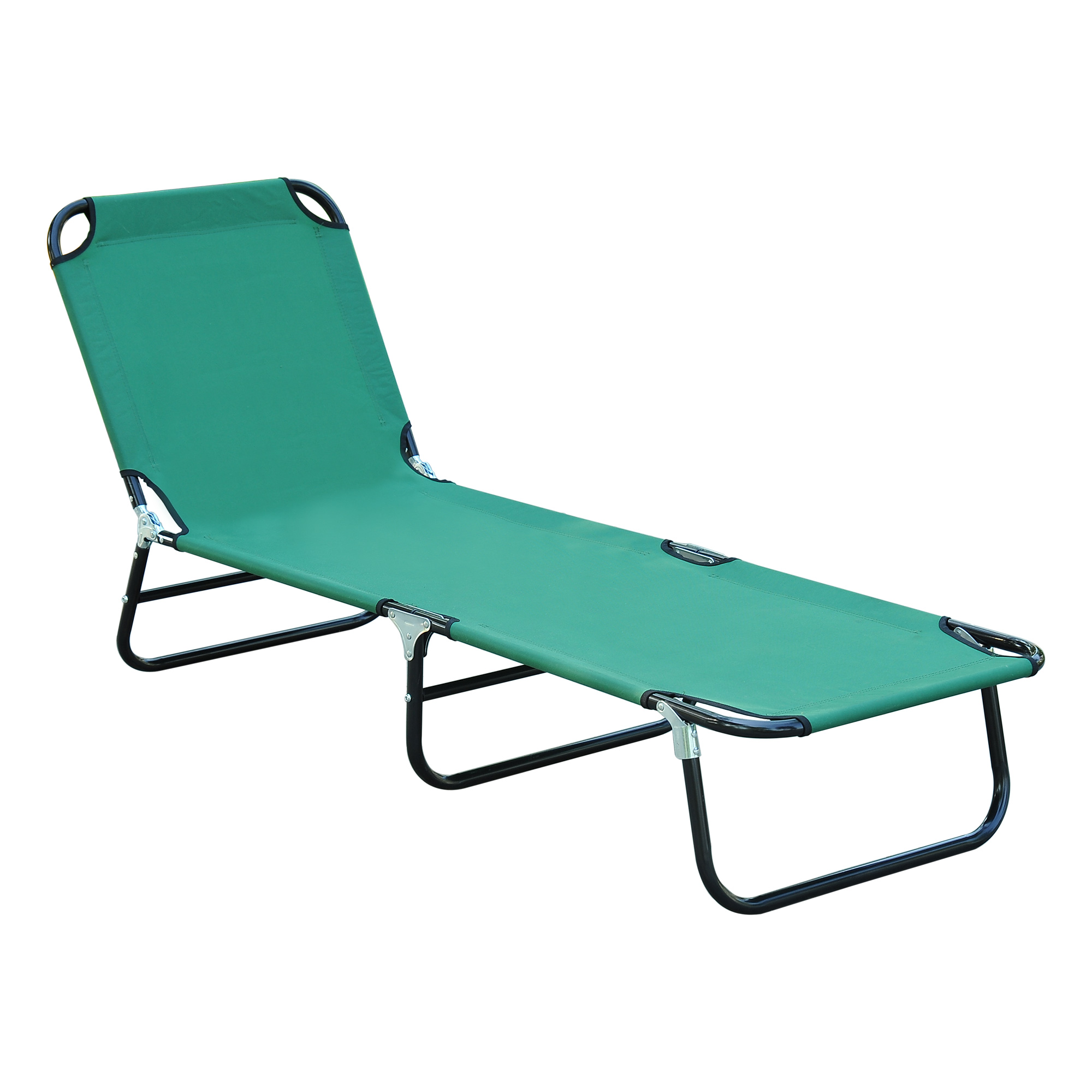 Outsunny Folding Patio Lounge Chair, Outdoor Sun Tanning Chair, 5-level Adjustable Back, Chaise Pool Breathable Chair with Steel Frame, for Beach, Yar