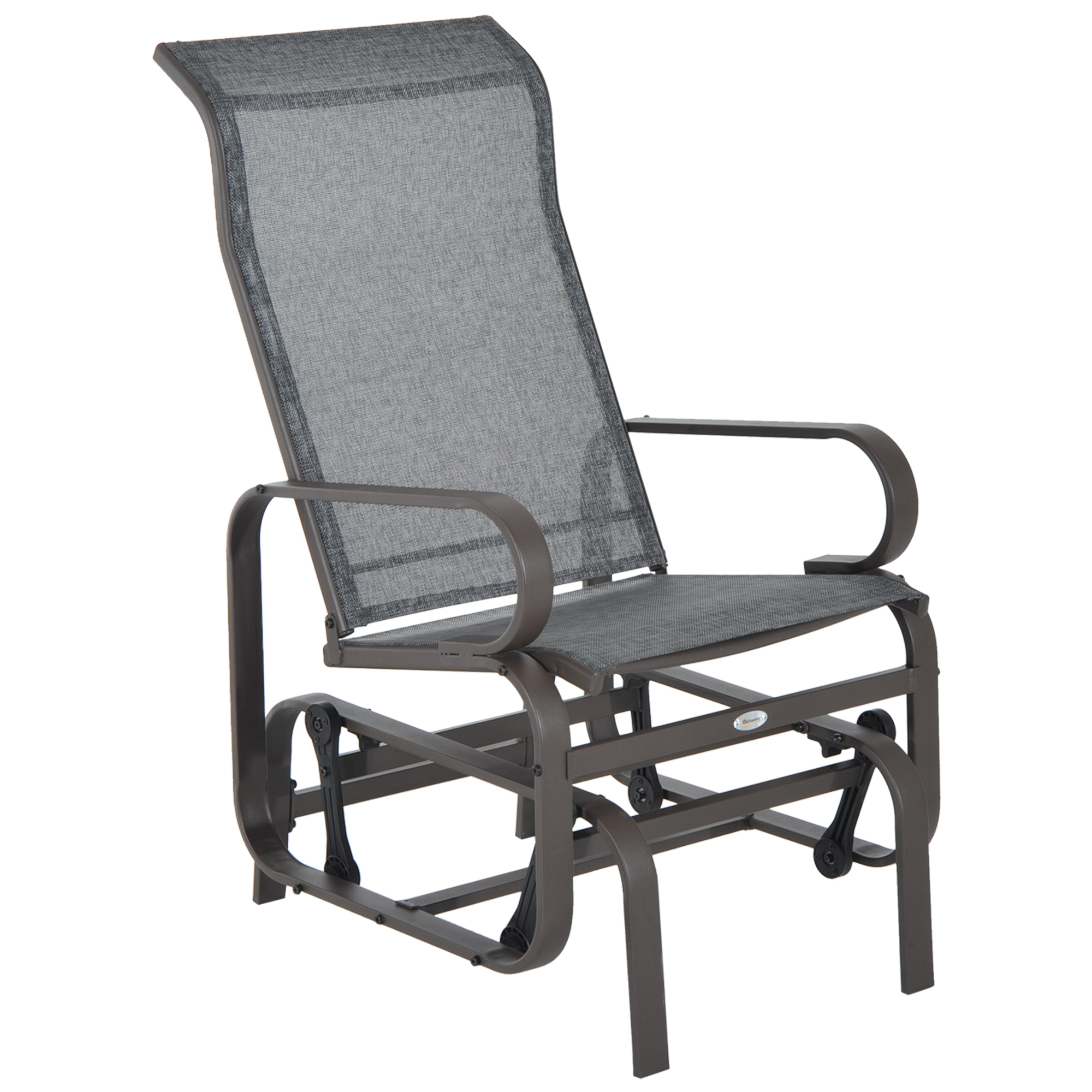 Outsunny Outdoor Patio Glider Rocker, Metal High-Back Chair for Outdoor Use - Gray