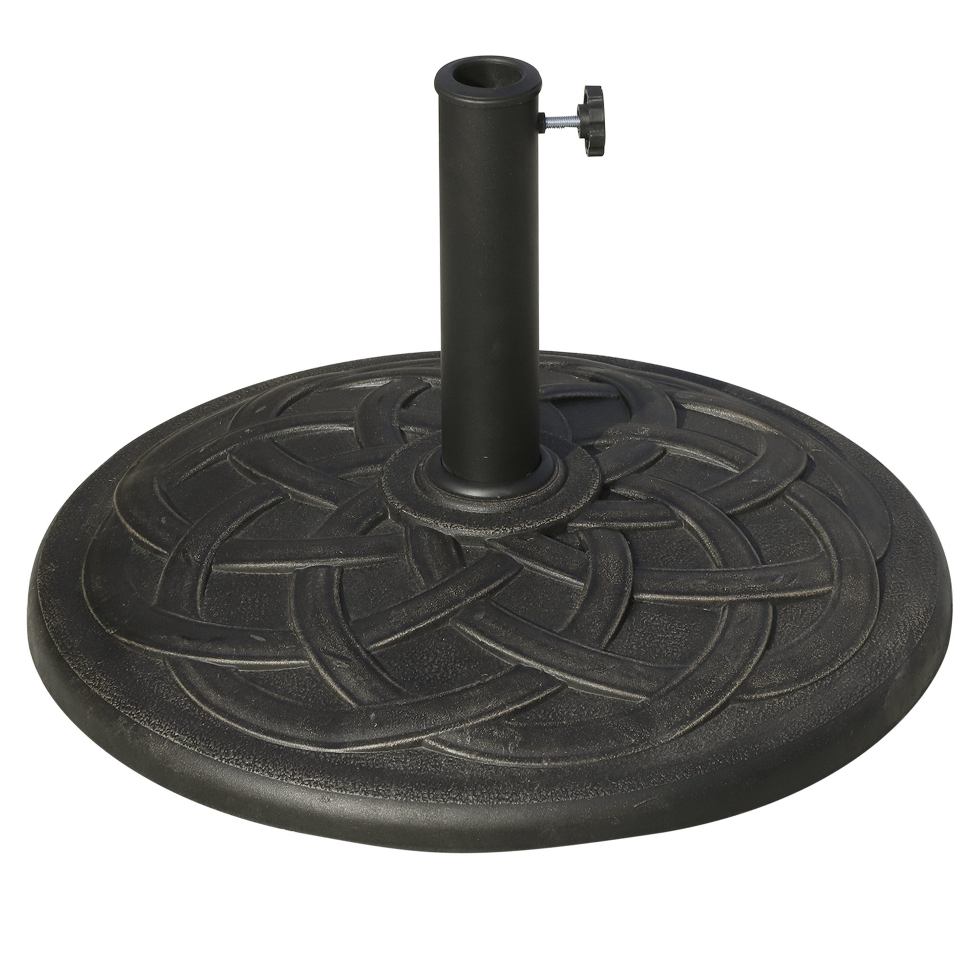 Outsunny 22" 42 lbs Round Resin Umbrella Base Stand Market Parasol Holder with Beautiful Decorative Pattern & Easy Setup, for Φ1.5", Φ1.89" Pole, for