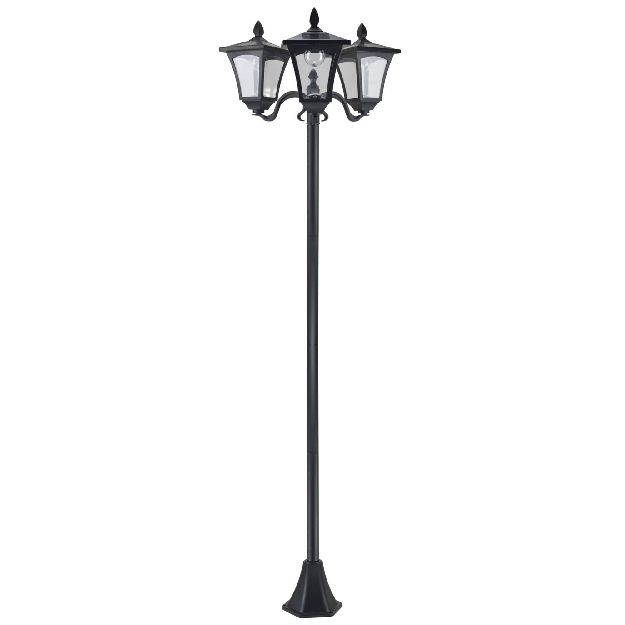 Outsunny Outdoor Lamp Post Lights, Triple Head Solar Powered Lamp, Street Vintage Solar Post Lamp, for Backyard, Garden Pathway, Driveway, 72 Inches