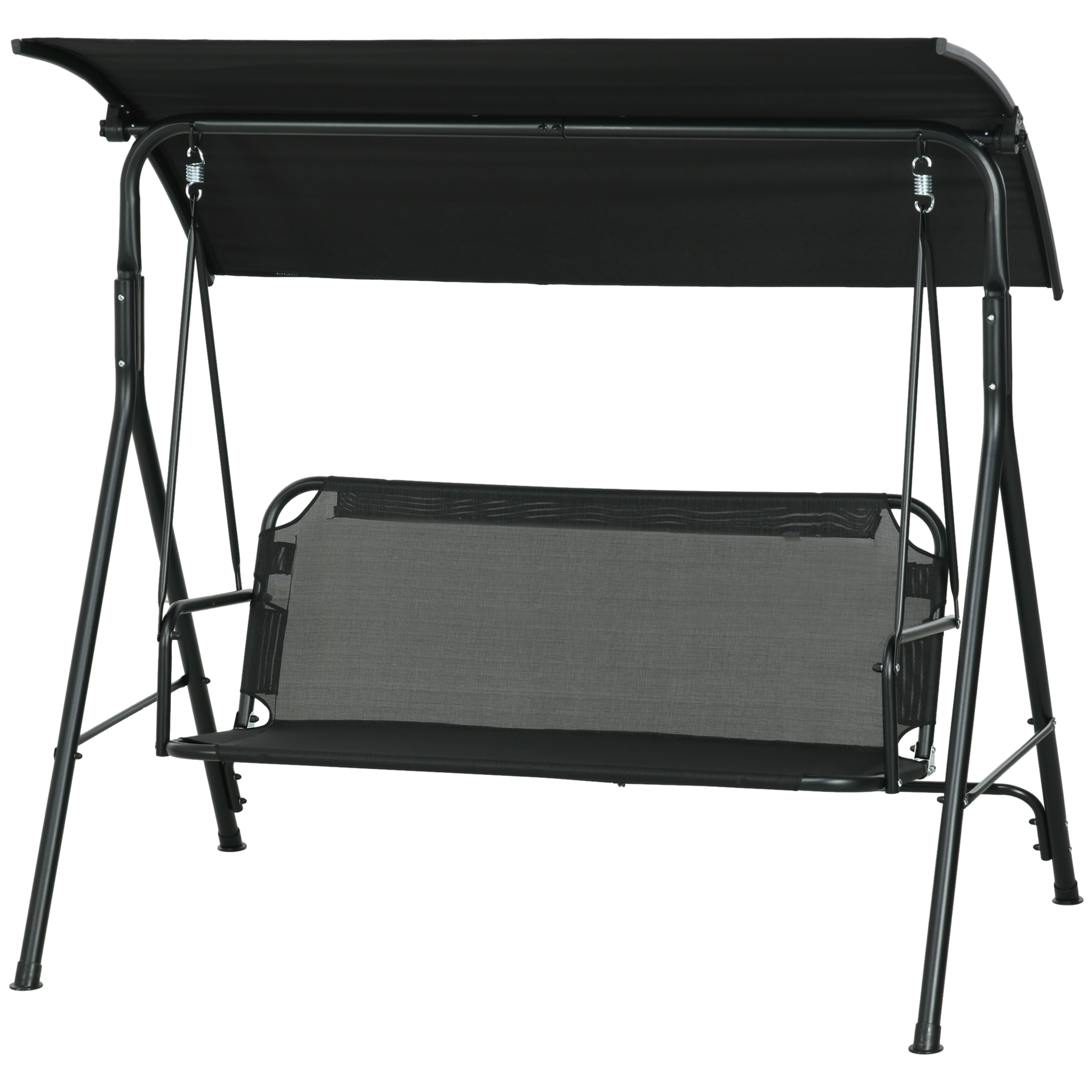 Outsunny 3-Seat Outdoor Patio Swing Chair w/ Cushion, Steel Frame Stand, Adjustable Tilt Canopy for Patio, Garden, Black 1