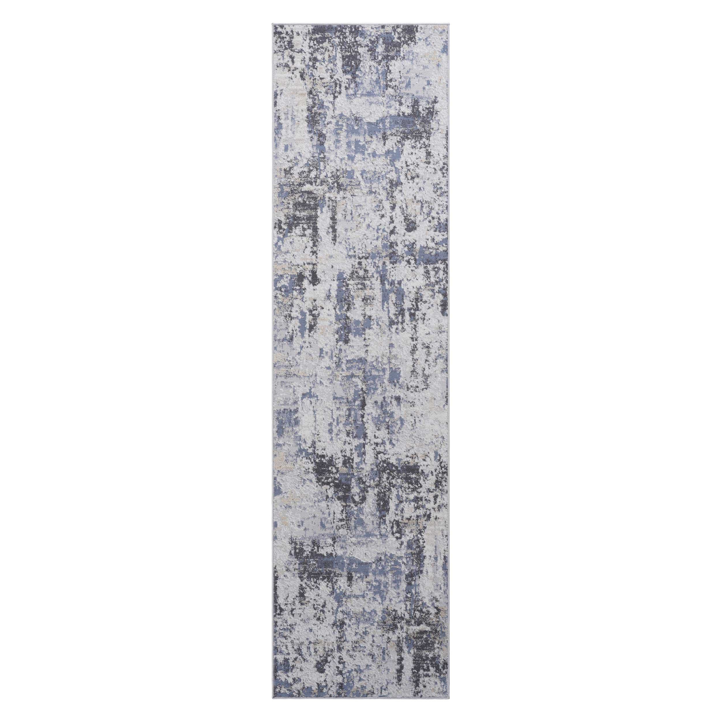 Naar 2x8 Stain-Resistant Area Rug with Cotton Backing, Medium Pile, Carpet for Living Room, Bedroom, Home Office, 96" L x 26" W x 0.3" H, Gray