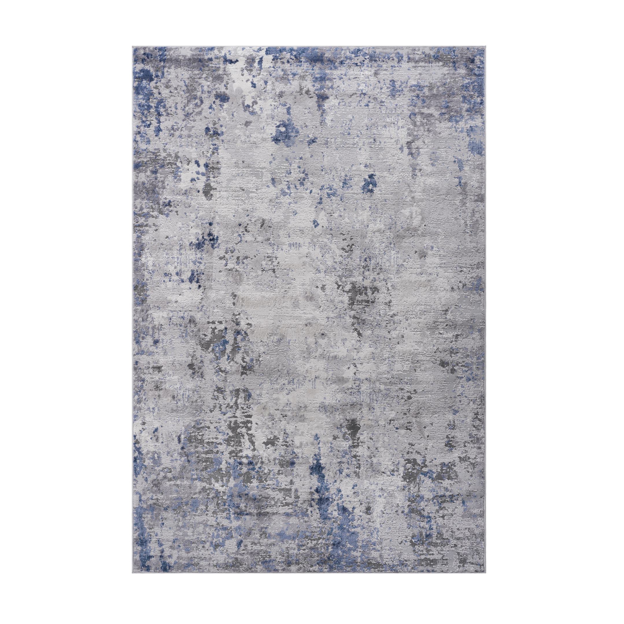 Naar 6x9 Abstract Stain-Resistant Area Rug with Cotton Backing, Carpet for Living Room, Bedroom, Home Office, 93" L x 79" W x 0.35" H, Silver