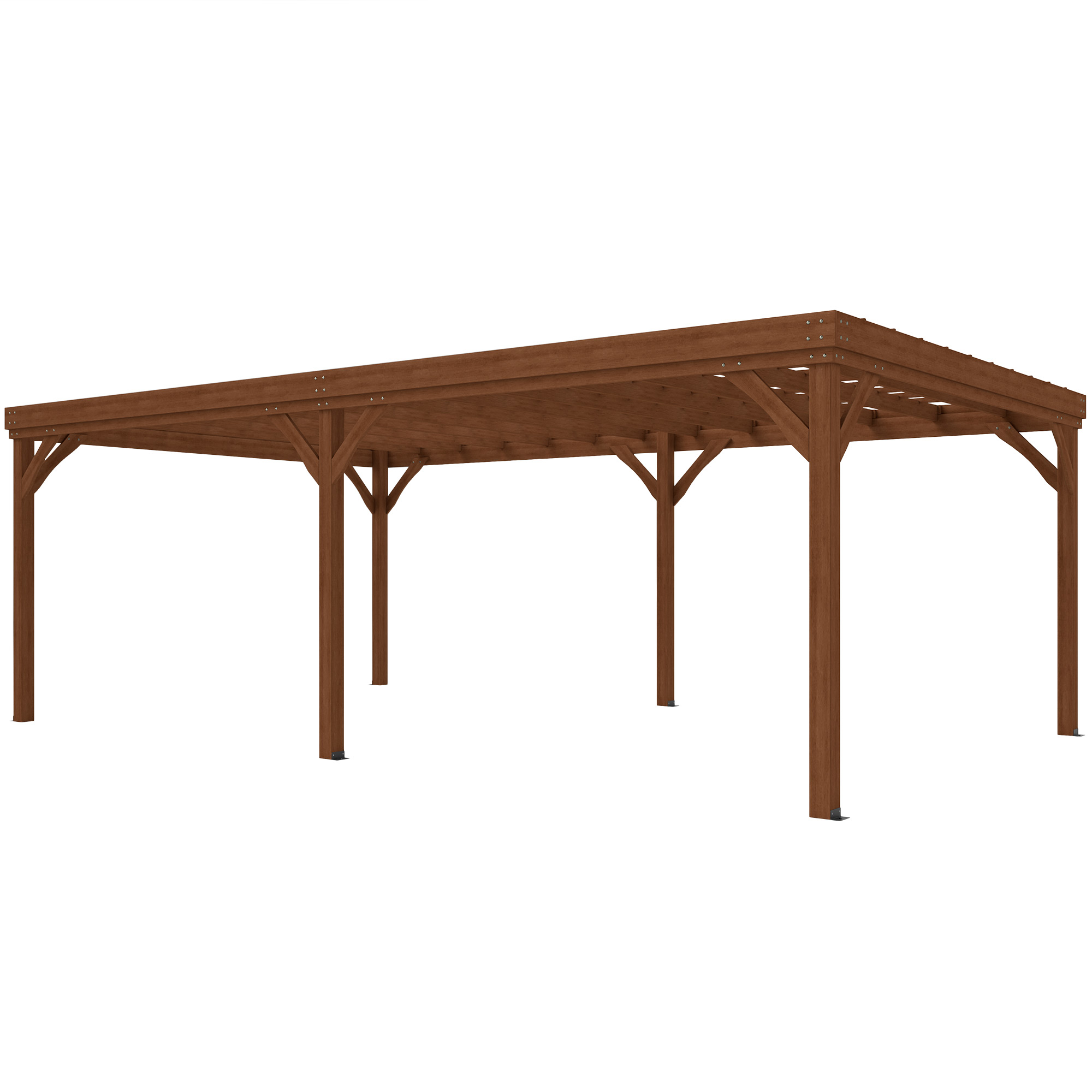 Outsunny 12' x 20' Outdoor Wooden Pergola, Grape Vine Gazebo with Concrete Anchors for Garden, Patio, Backyard, Deck, Brown
