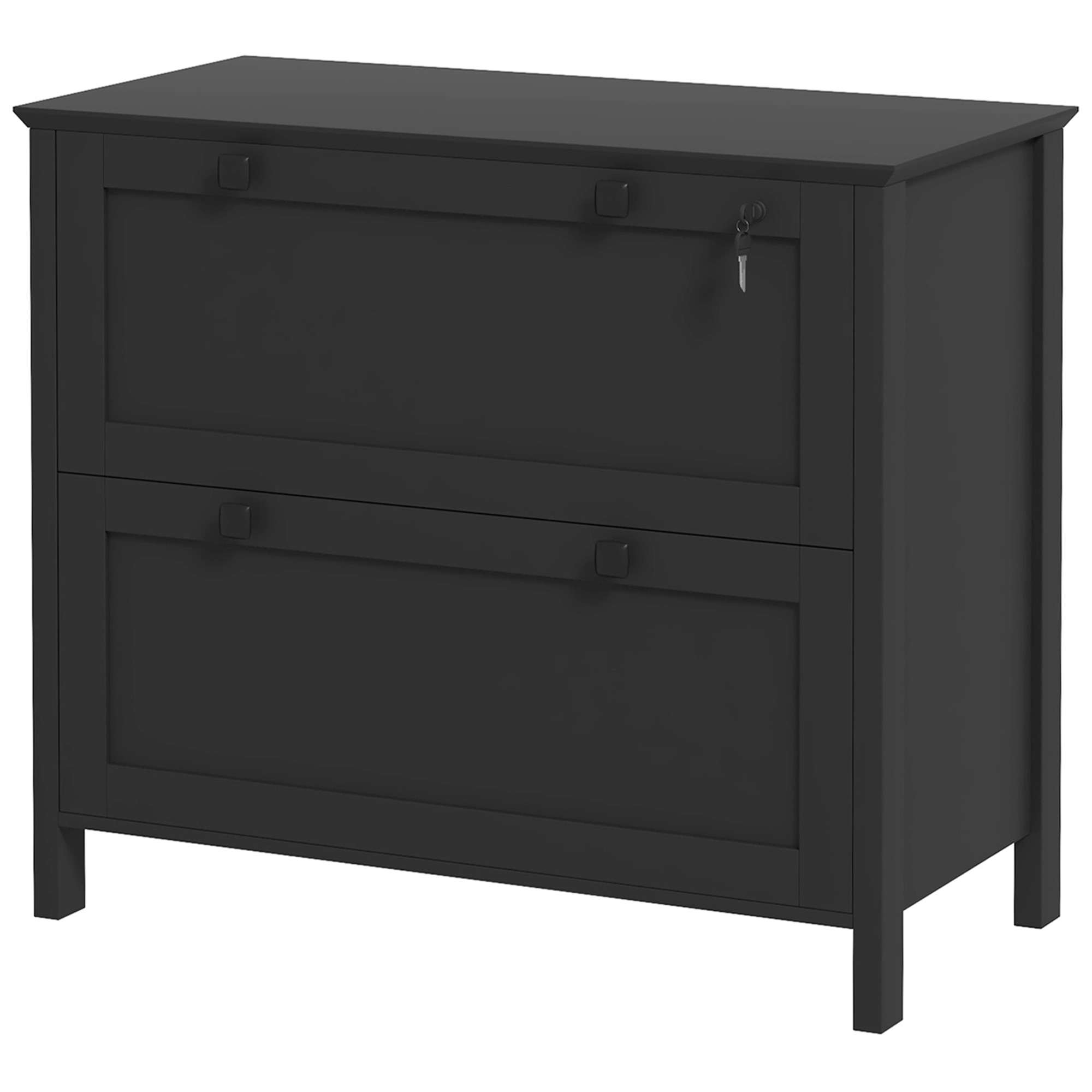 HOMCOM Lateral File Cabinet, 2 Drawer Filing Cabinet with Adjustable Hanging Bar for Letter, A4 and Legal Size, Black