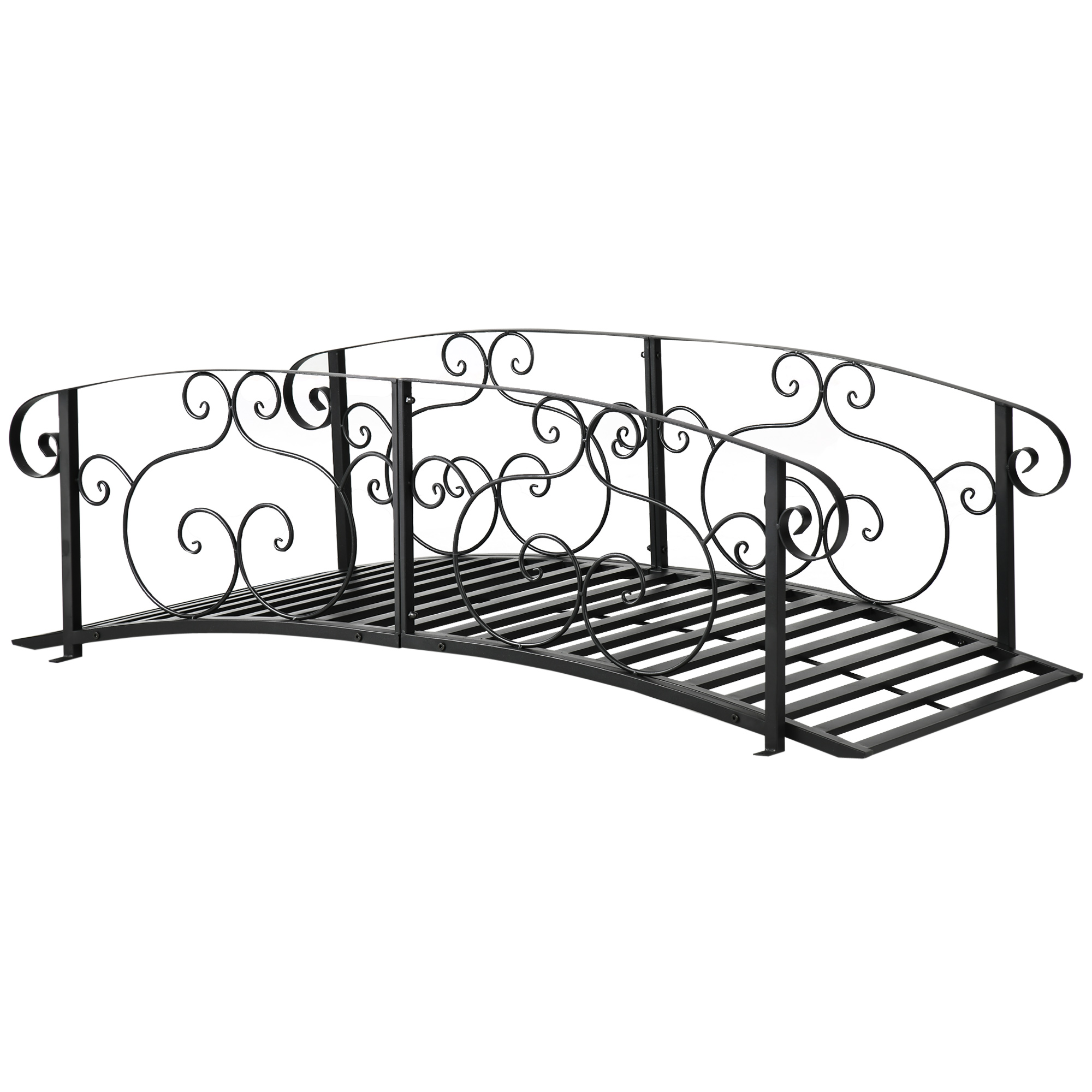Outsunny 6' Metal Arch Backyard Garden Bridge, Safety Siderails, Arc Footbridge for Backyard Creek, Stream, Pond