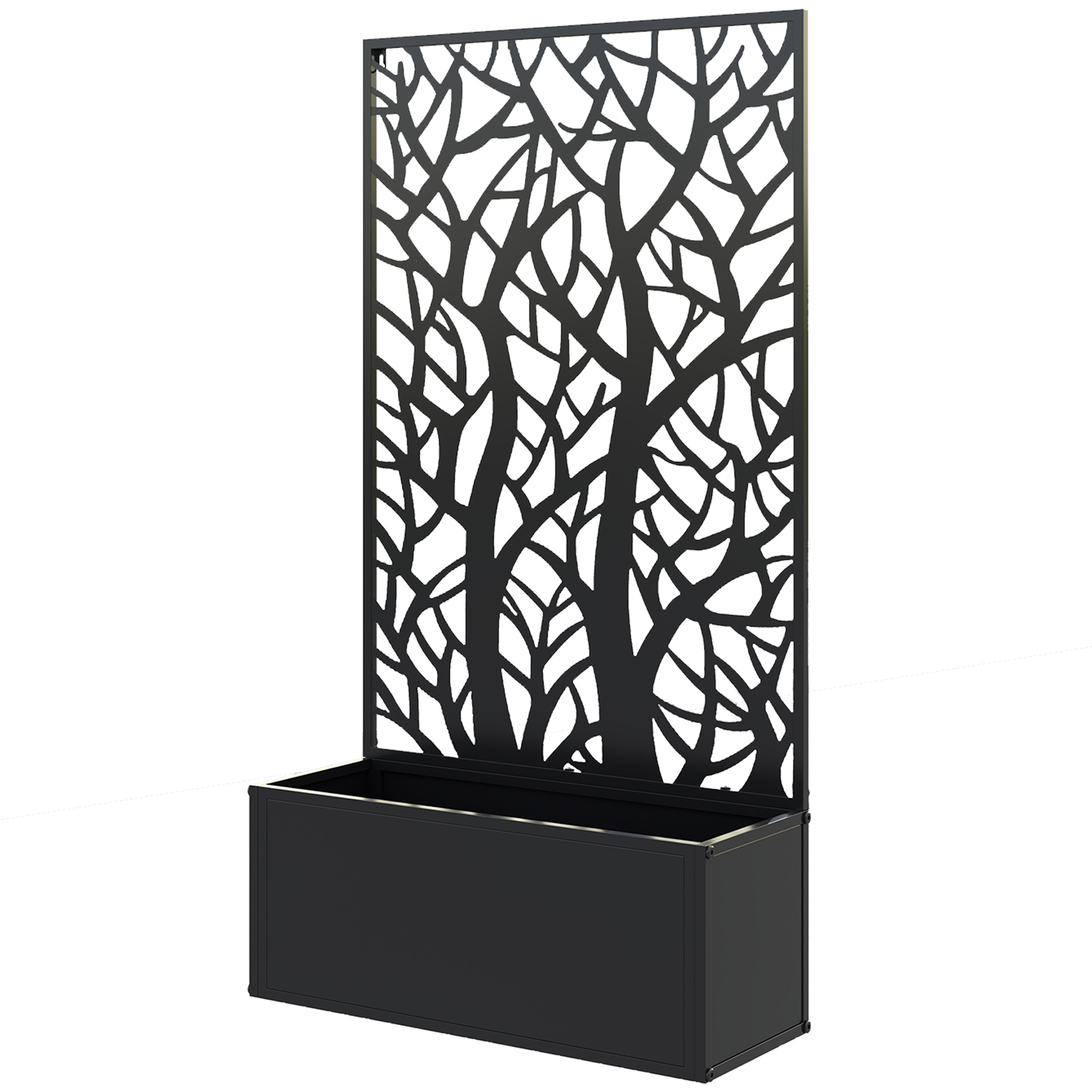 Outsunny Metal Garden Bed with Trellis for Climbing Plants, Freestanding or Wall Mounted Flower Bed for Garden, Patio, Balcony