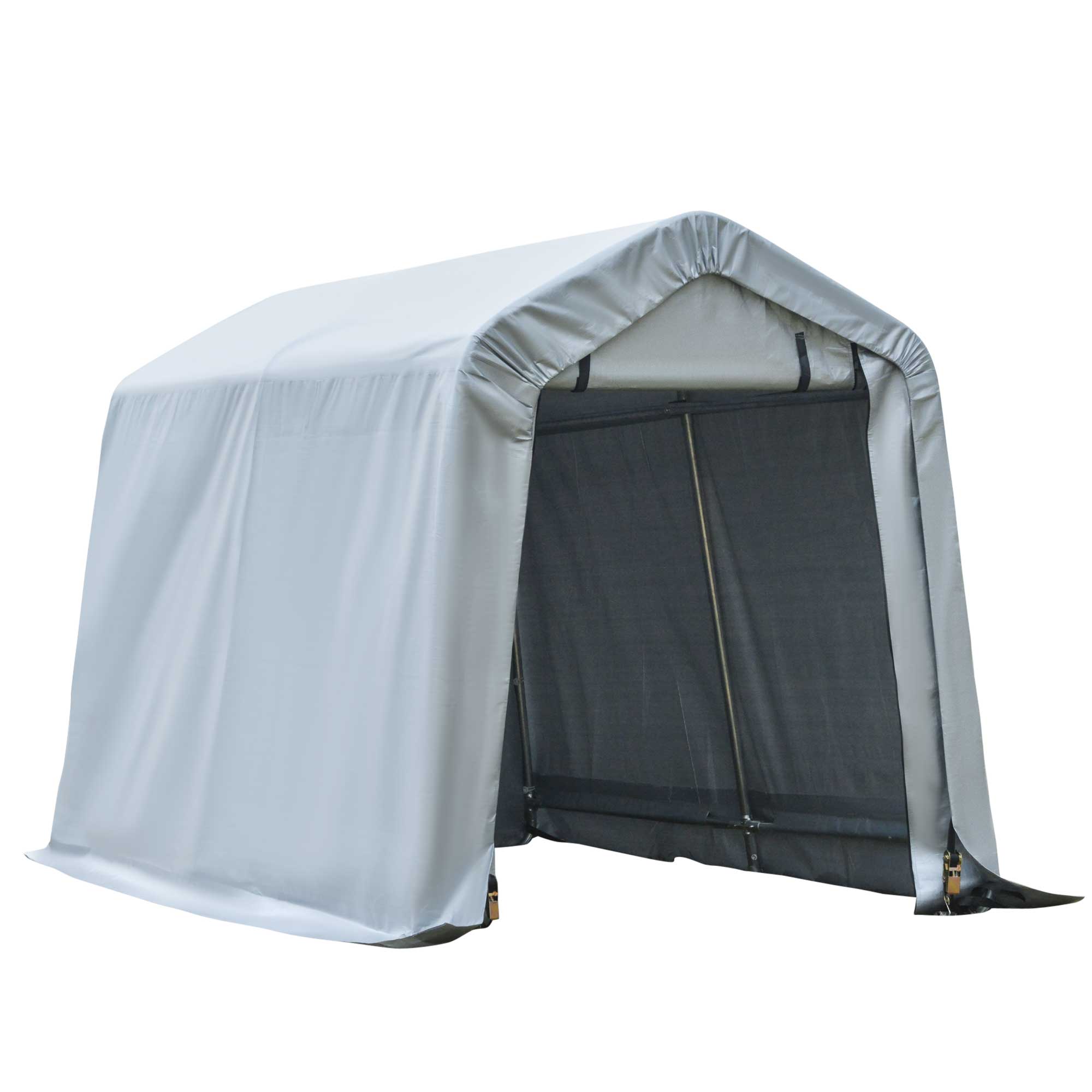 Outsunny 6' x 8' Carport Portable Garage, Heavy Duty Storage Tent, Patio Storage Shelter w/ Anti-UV PE Cover and Double Zipper Doors, for Motorcycle B