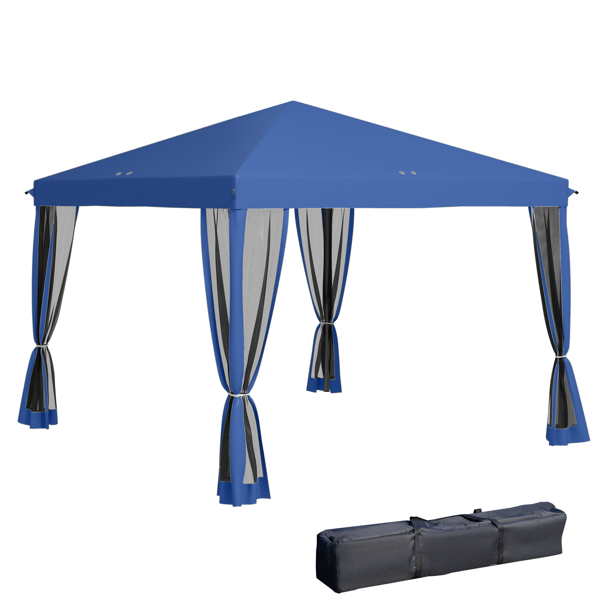 Outsunny 10' x 10' Pop Up Canopy Tent with Netting, Instant Gazebo, Screen House Room with Carry Bag, Height Adjustable, for Outdoor, Garden, Patio, C
