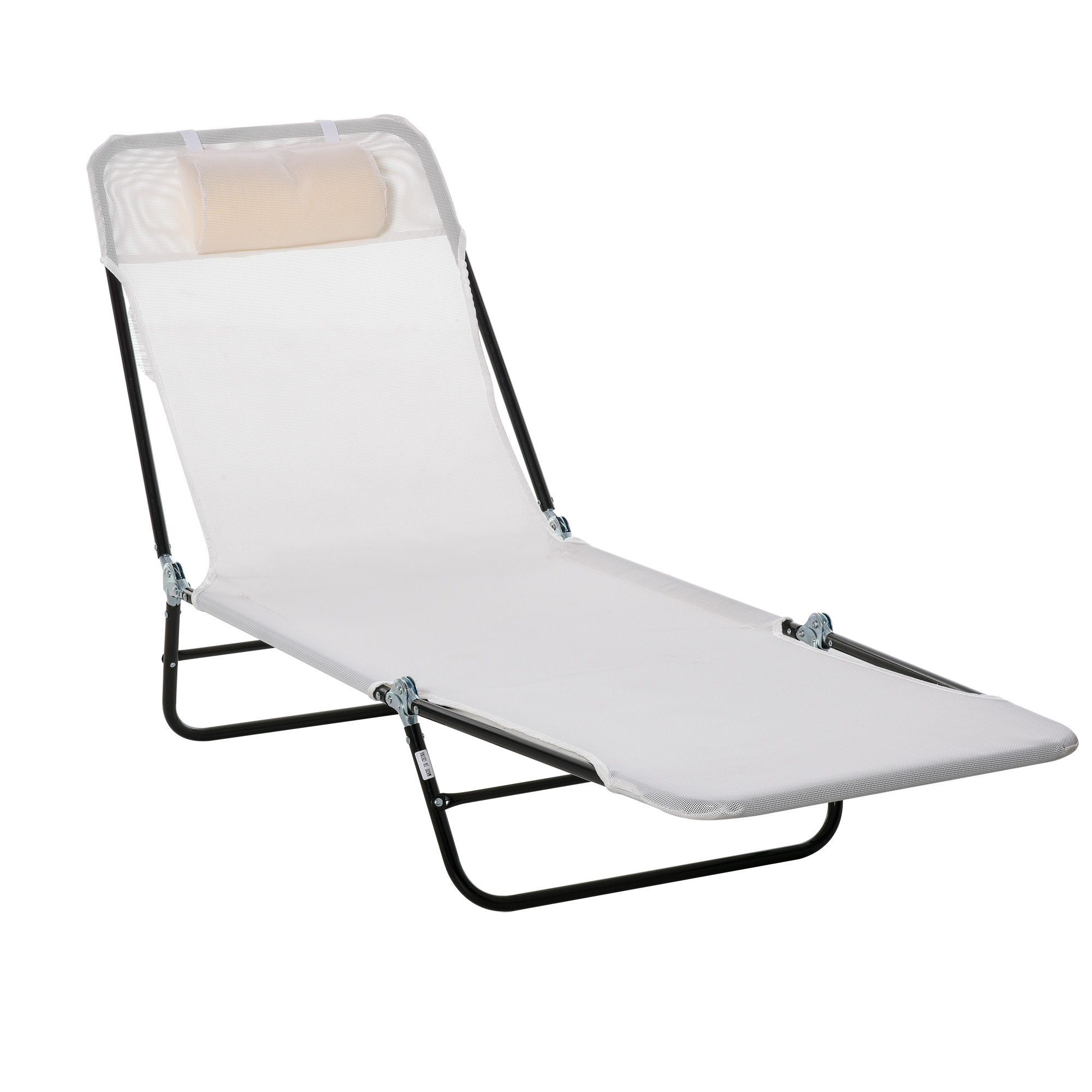 Outsunny Folding Chaise Lounge Chair, Pool Sun Tanning Chair, Outdoor Lounge Chair with Reclining Back, Breathable Mesh Seat, Headrest for Beach, Yard