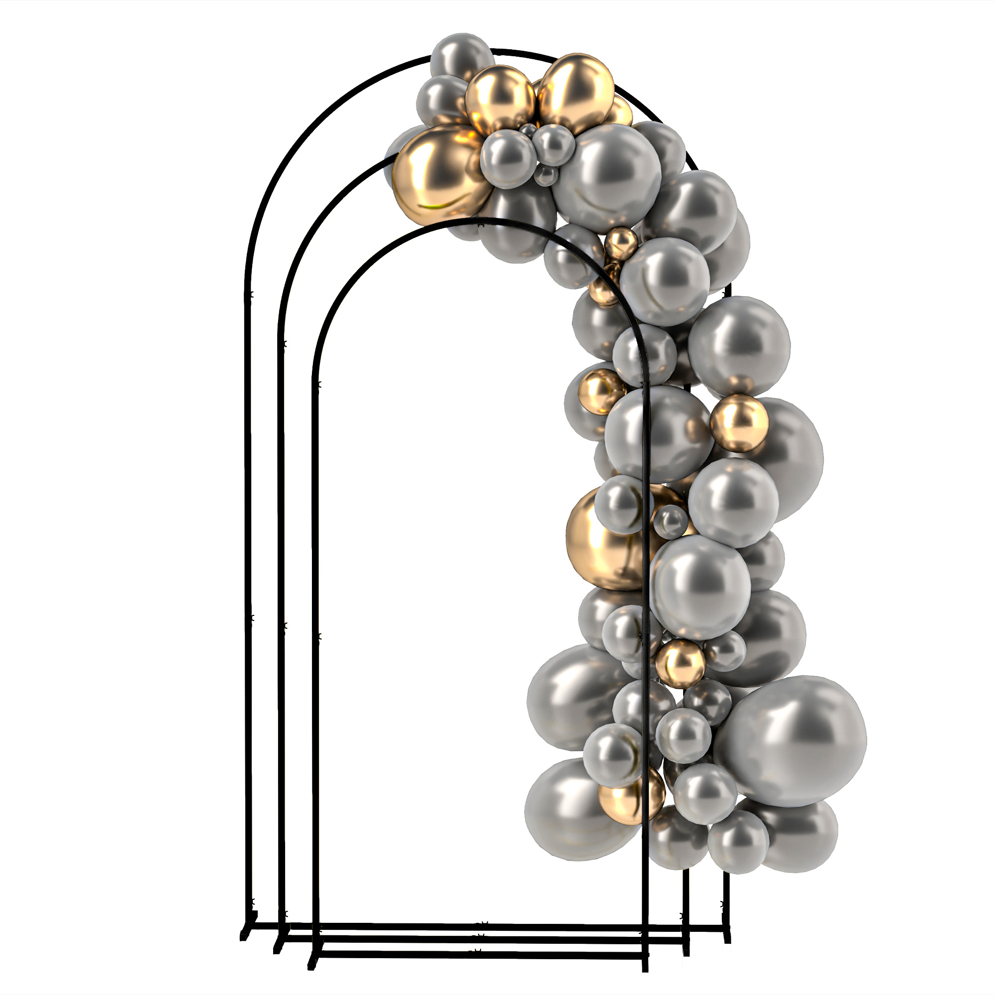 Outsunny Metal Arch Backdrop Stand Set of 3, 7/6.5/6 ft Wedding Arch Frame, Balloon Backdrop Arch Stand Set for Birthday Party, Bridal Shower, Graduat