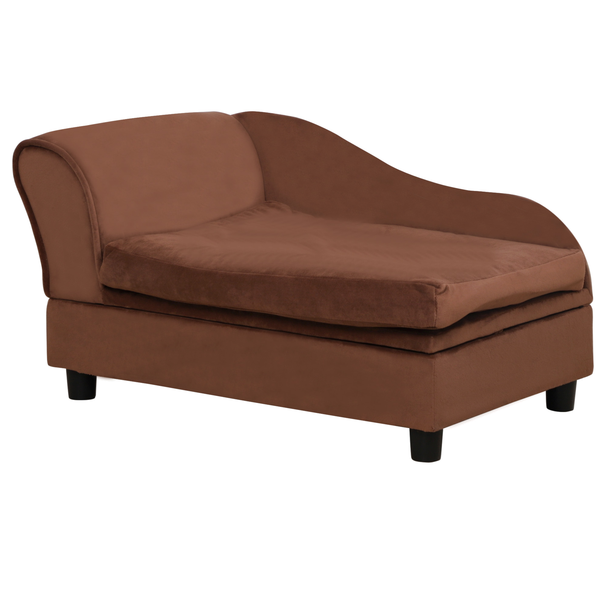 PawHut Pet Sofa Bed Couch with Storage, Pet Sofa for Cats and Small Dogs, Brown