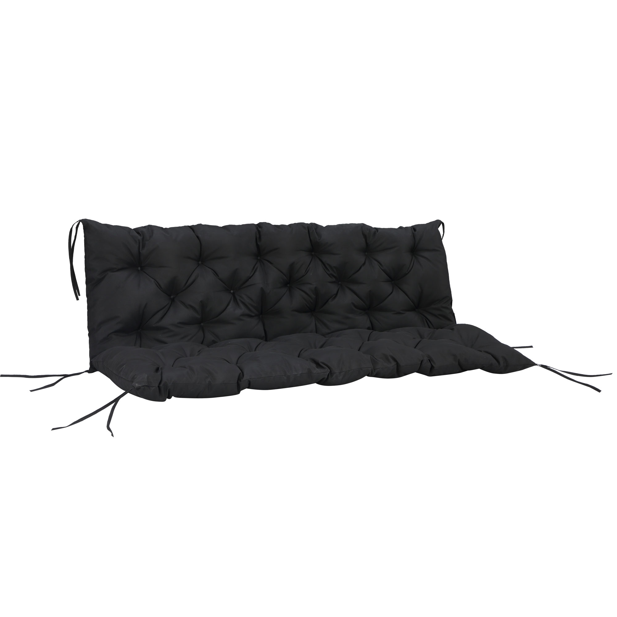 Outsunny 59" x 38" Tufted Bench Cushion for Outdoor Furniture, 3-Seater Replacement for Swing Chair, Patio Sofa/Couch, Black