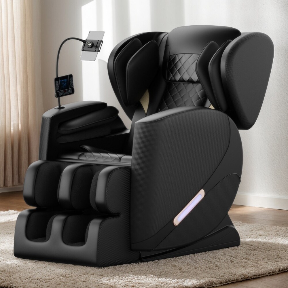 Zero Gravity Massage Chair Recliner with Full Body Air Pressure, Heating Functions, Bluetooth Audio, Adjustable Footrest, 49"L x 20" W x 40.5" H, Blac