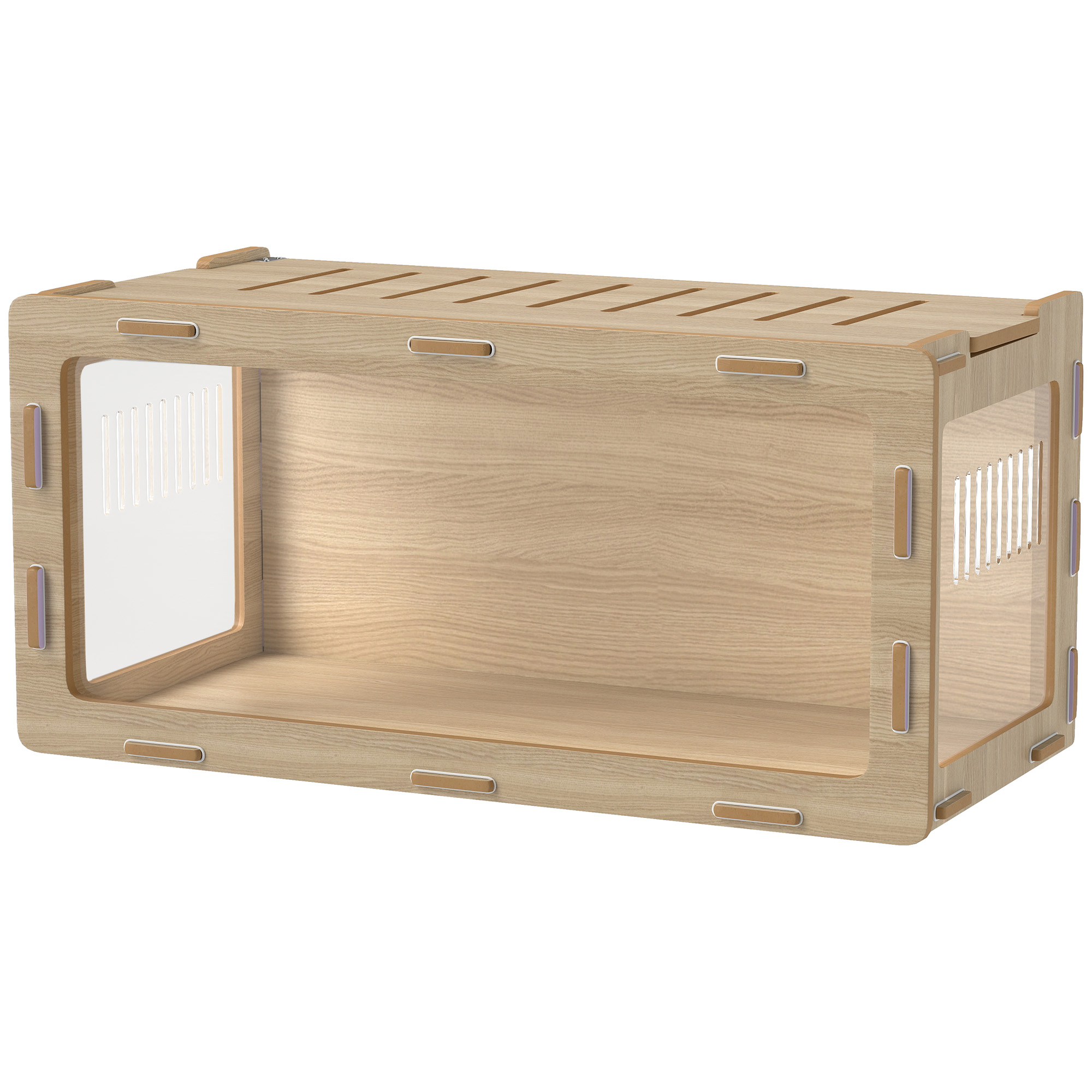 PawHut Hamster Cage with Easy View Acrylic Panels, Air Vents & Openable Roof, for Gerbil, Guinea Pig, 39" x 20" x 18.5", Oak