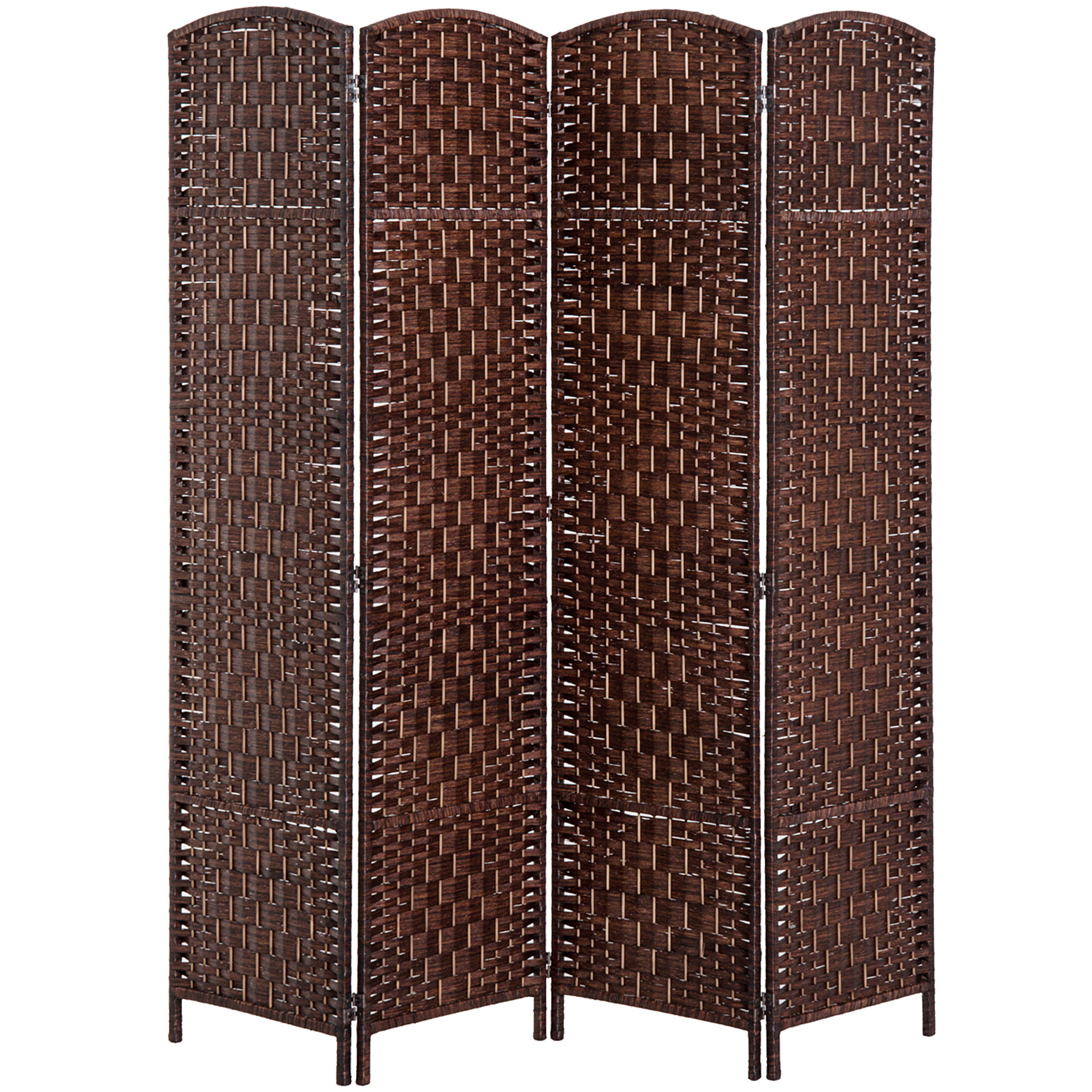 HOMCOM Room Divider 4 Panel, 6FT Tall Folding Privacy Screen, Freestanding Hand-Woven Partition for Room Separation with 360° Hinges, Paper Rope Diamo
