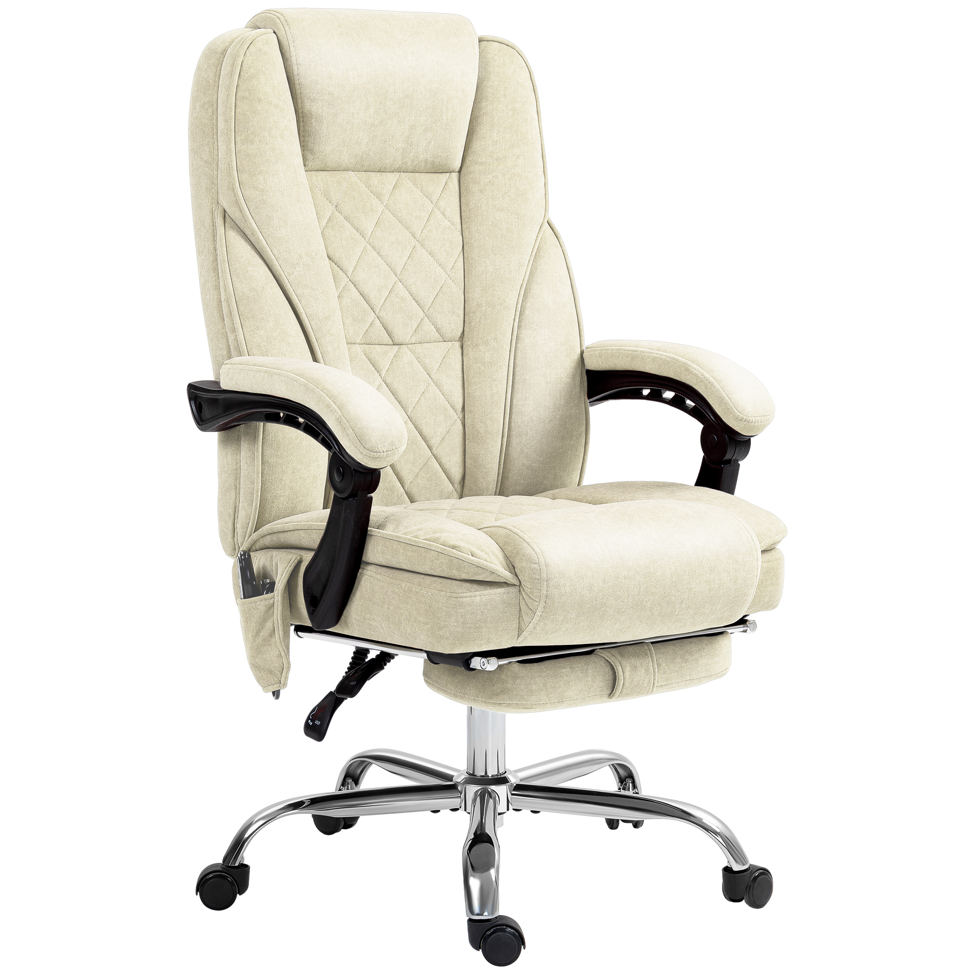Vinsetto Massage Office Chair, Heated Reclining Computer Chair with Adjustable Height and Footrest, Beige