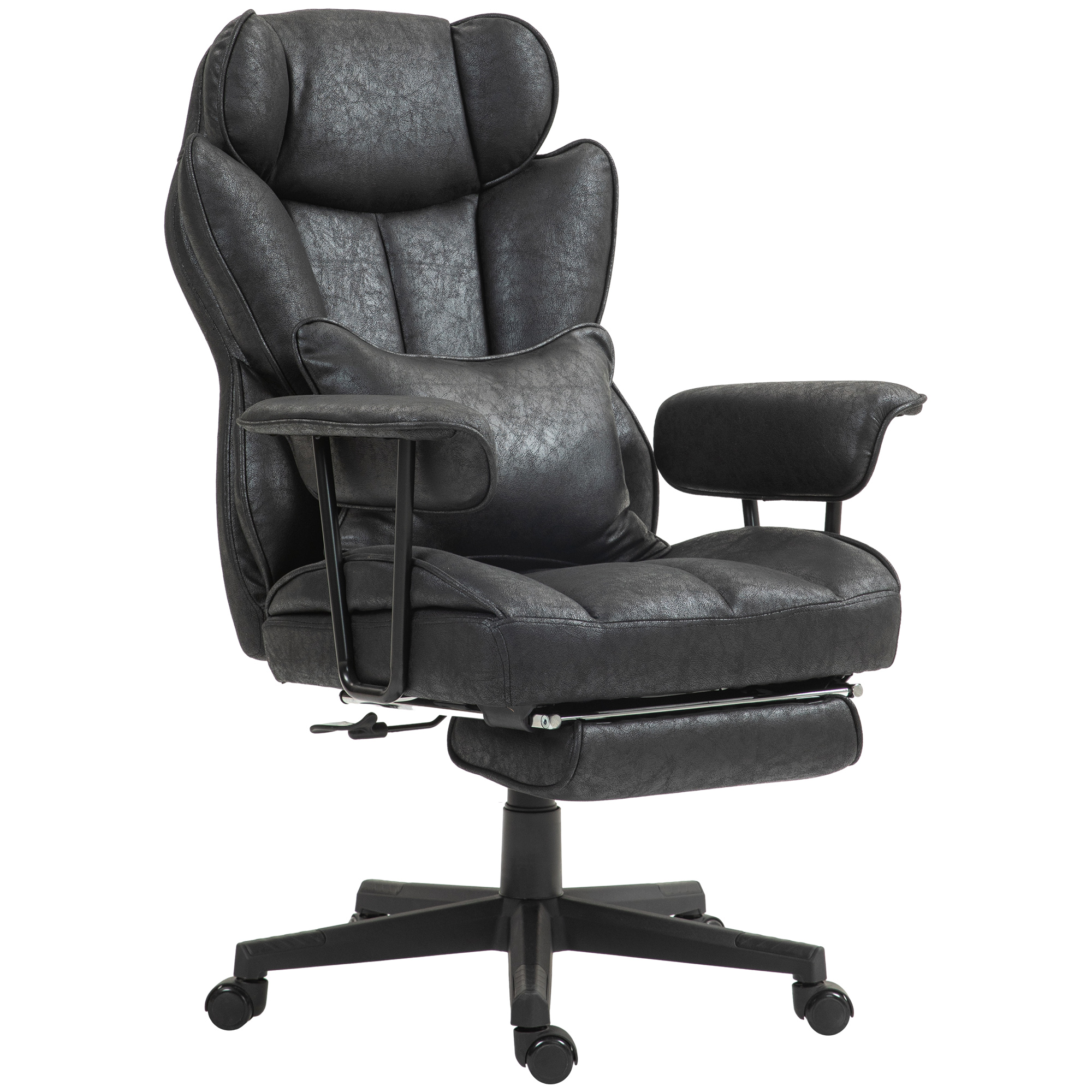 HOMCOM 396lbs. Big and Tall Office Chair, Executive Office Chair with Footrest, Lumbar Support, and Reclining Function, Black