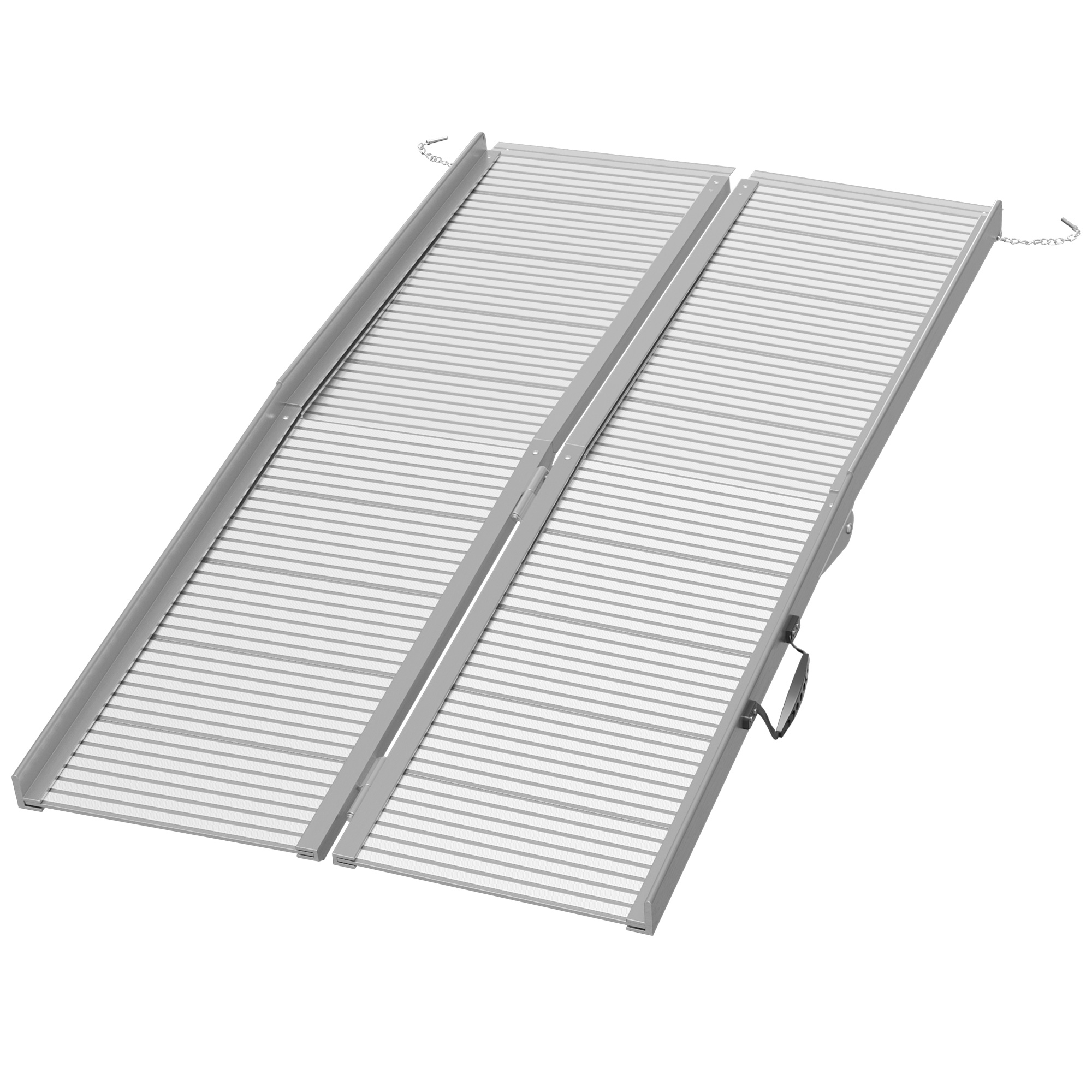 HOMCOM 5' Foldable Handicap Ramp for Home, Steps, Doorways, Aluminum Portable Wheelchair Ramp, Textured Threshold Ramp, Silver